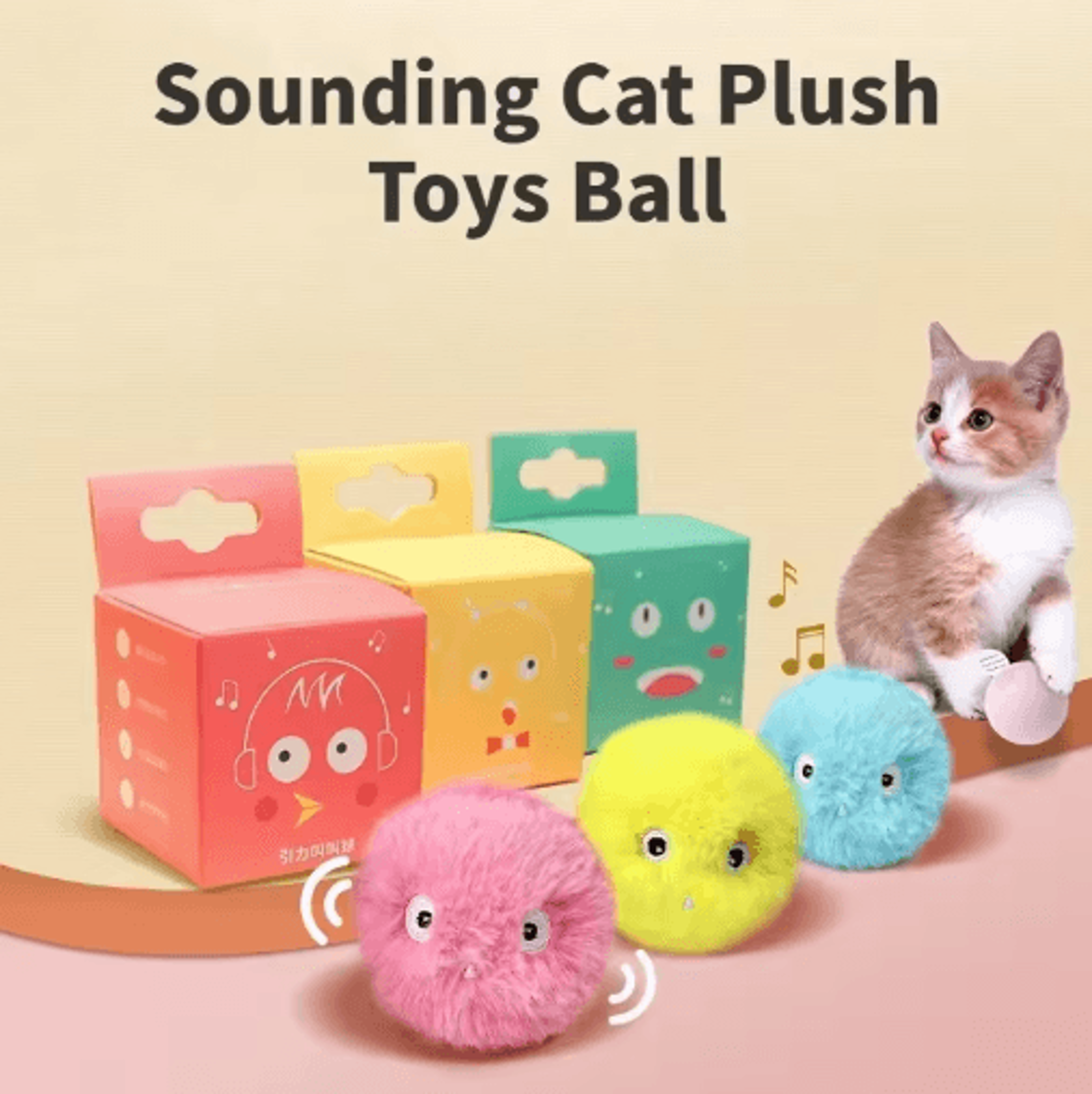 chirp bounce interactive sound cat toy balls set