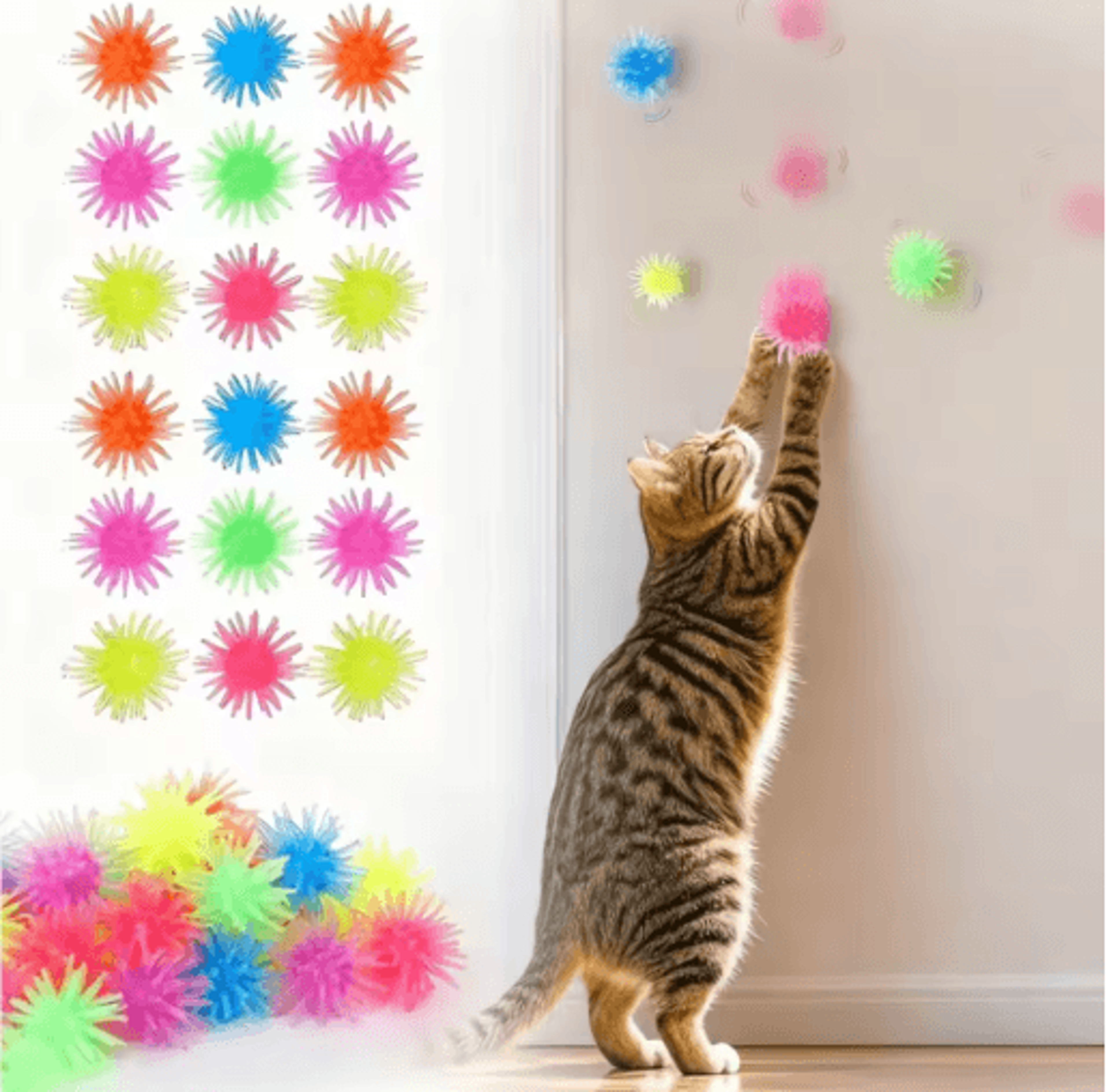 bounce chase interactive cat toy balls set for indoor kittens & cats