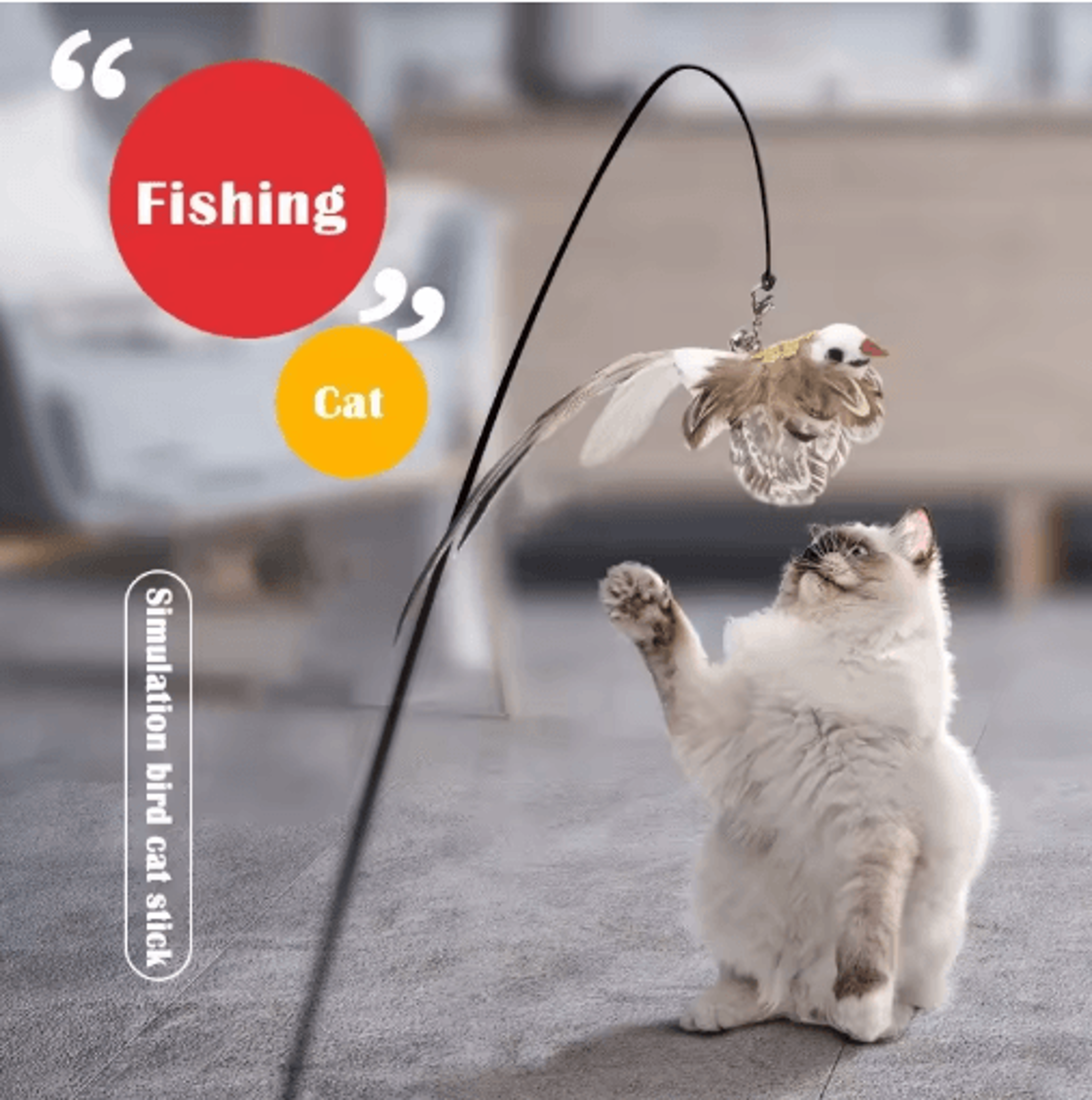 feather flight interactive bird teaser wand toy for cats