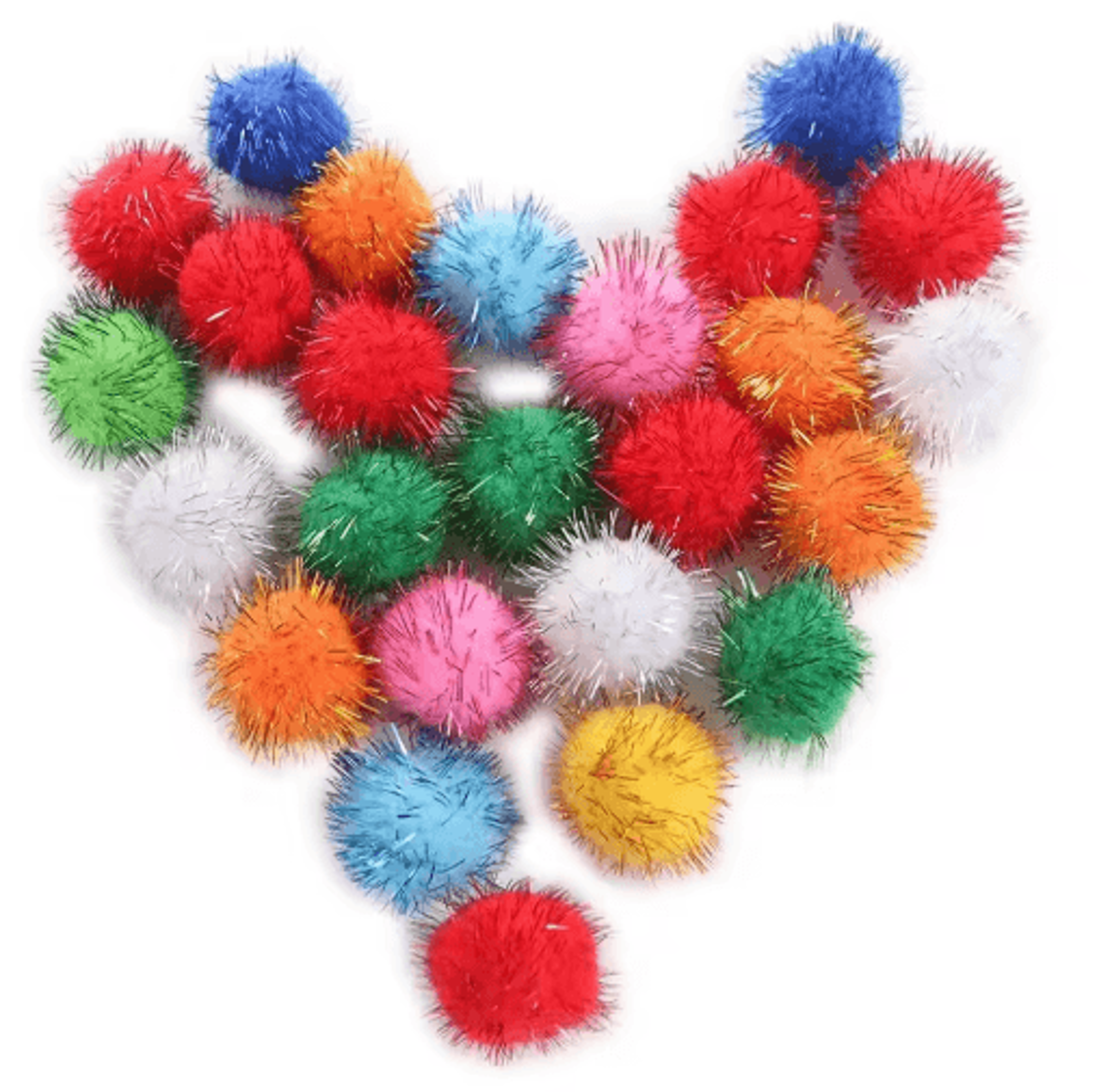 sparklepounce glitter pom pom cat toy balls set – 50 pieces