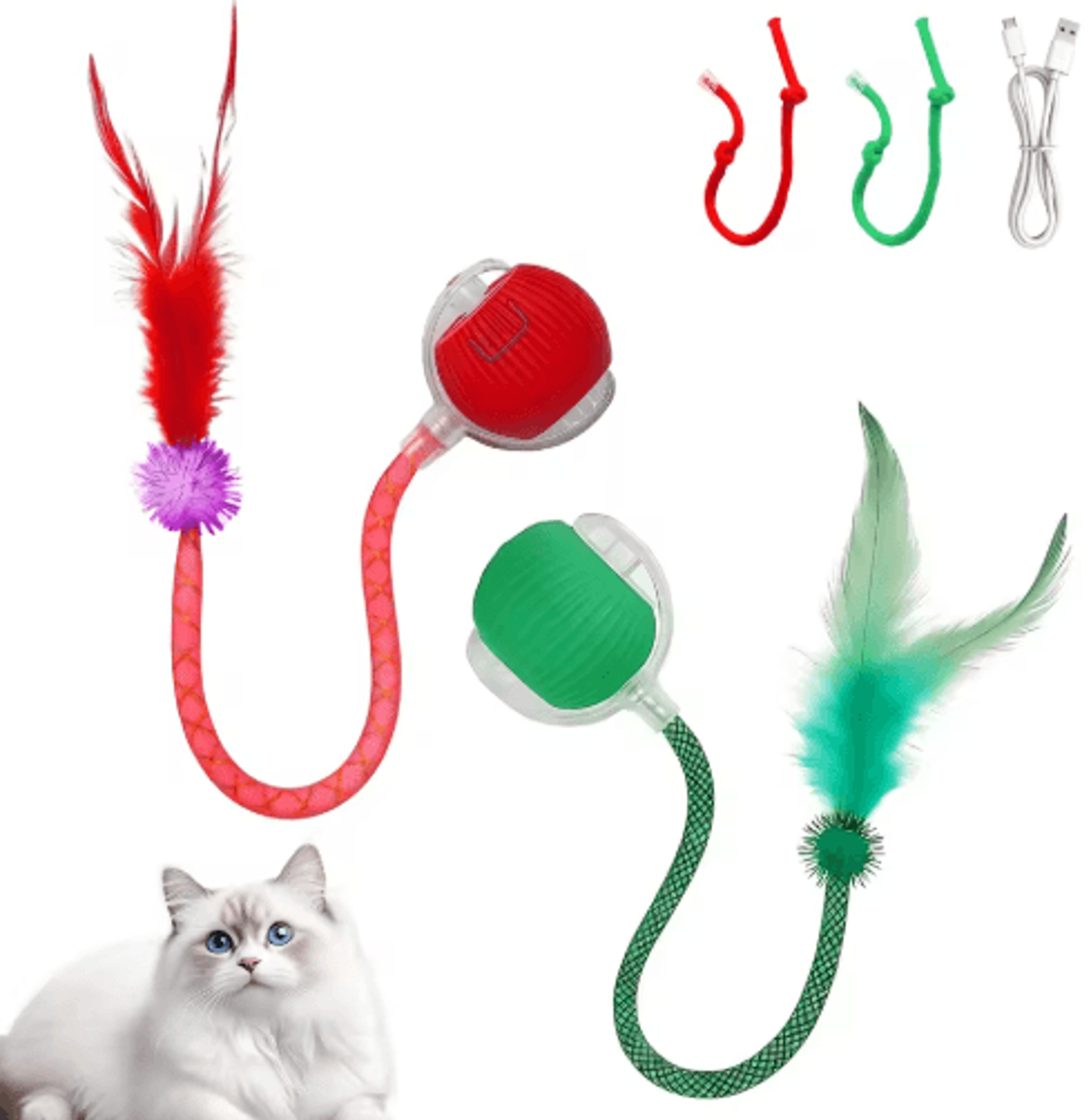 speedytail usb rechargeable interactive moving cat ball toy