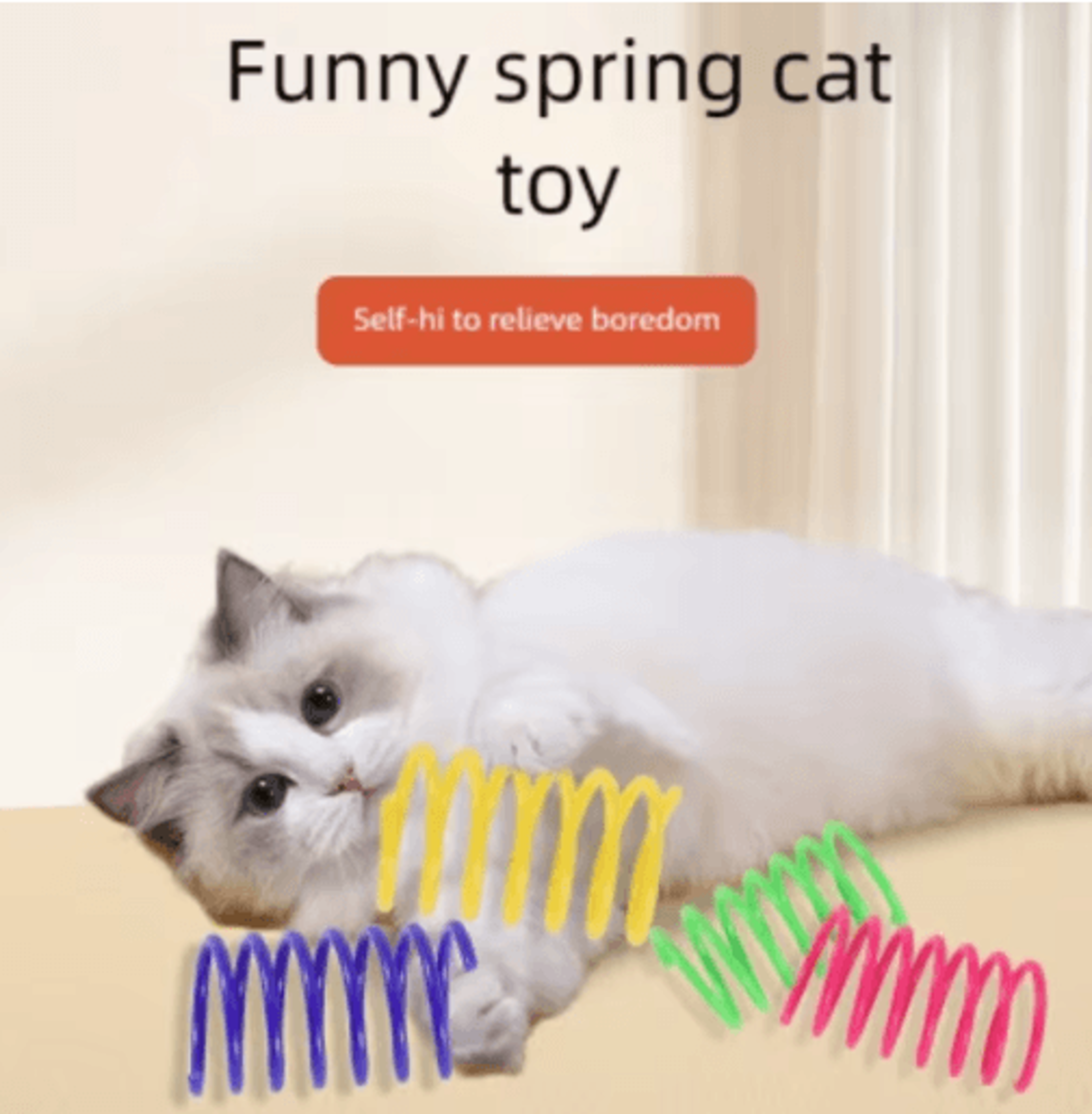 spring bounce colorful interactive cat spring toy set