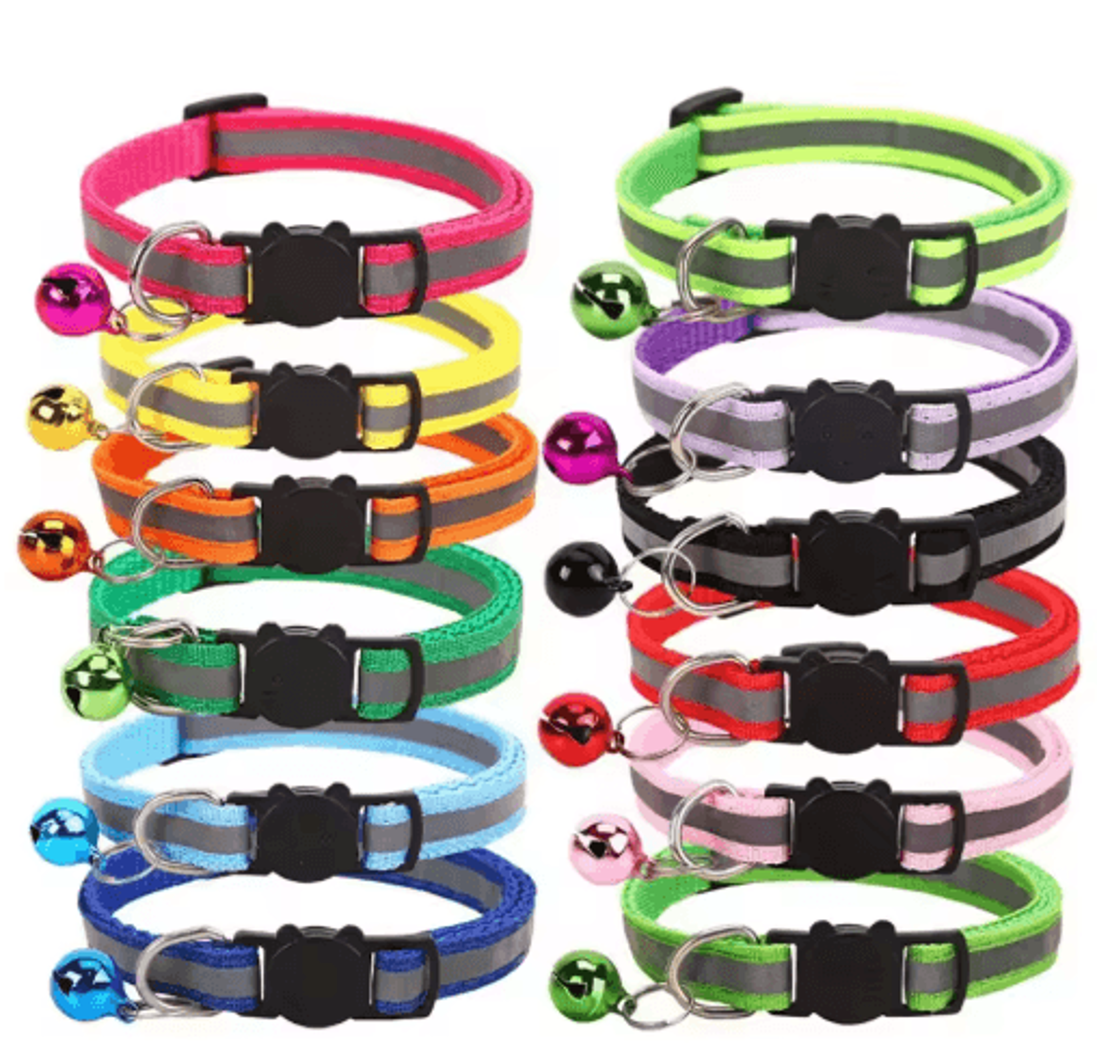 safe glow reflective breakaway cat collar with bell for kittens & cats