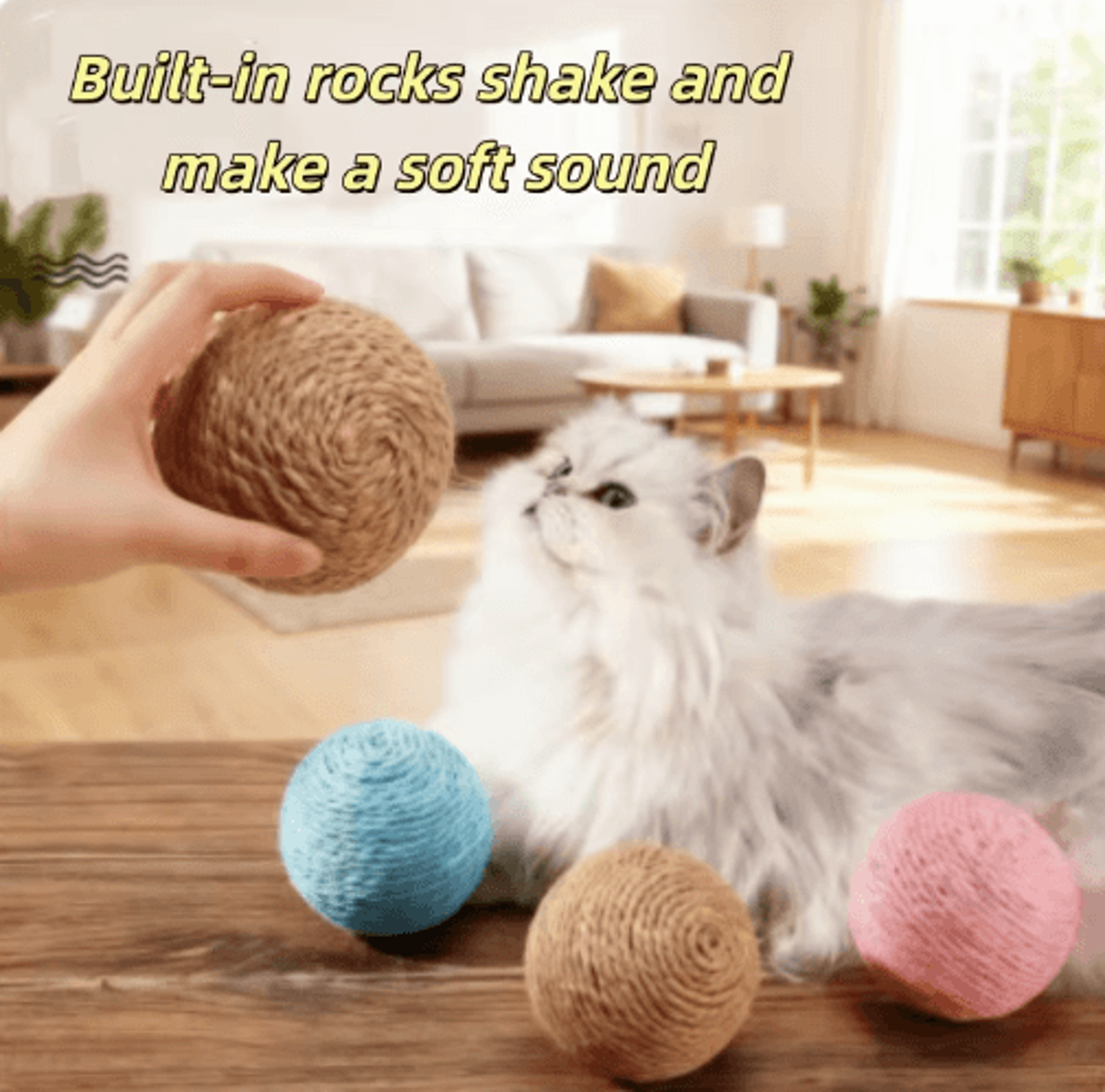sisalsound interactive cat scratching ball toy for teething & play