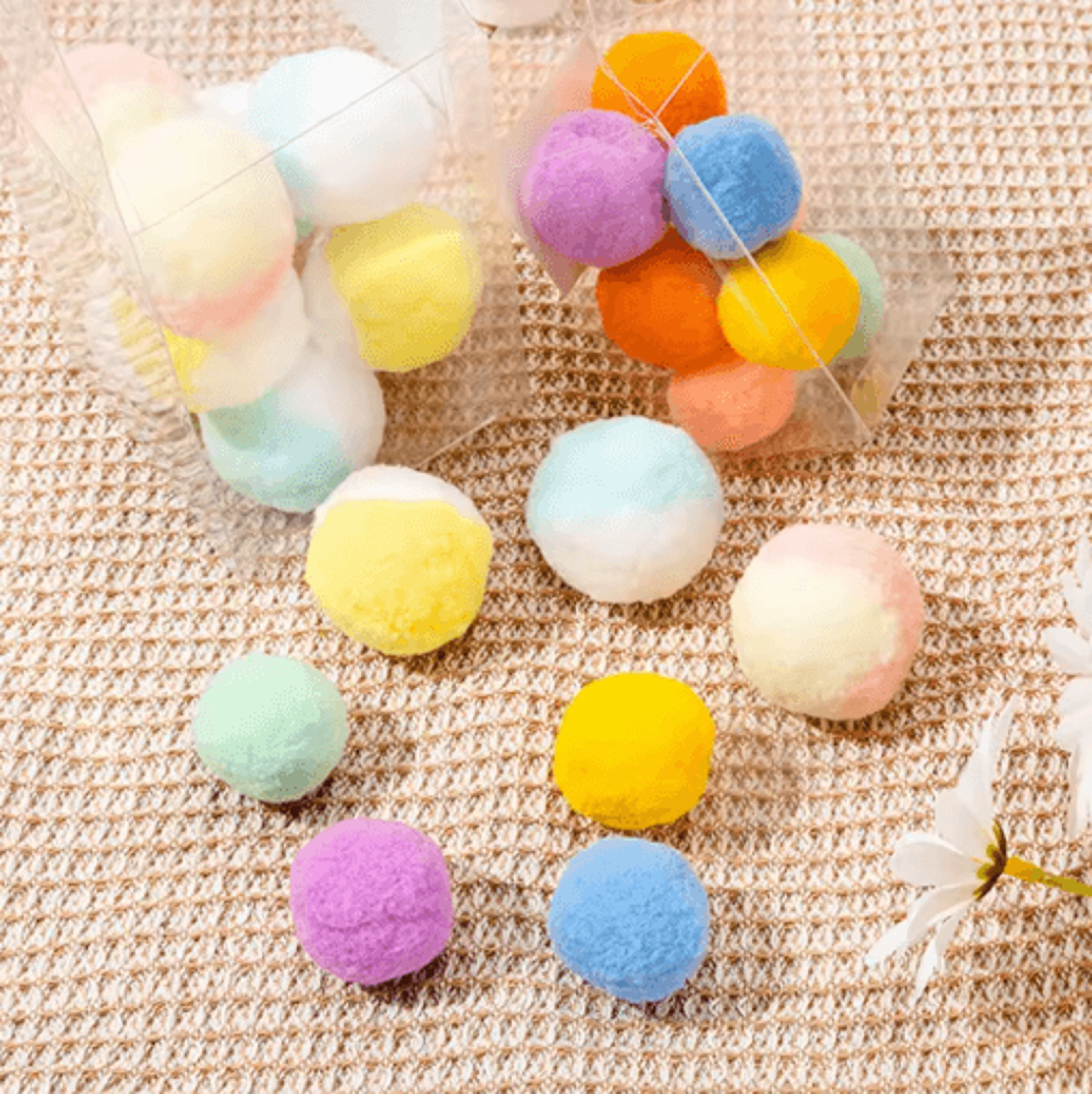 fluffypounce soft pom pom cat toy balls for interactive play
