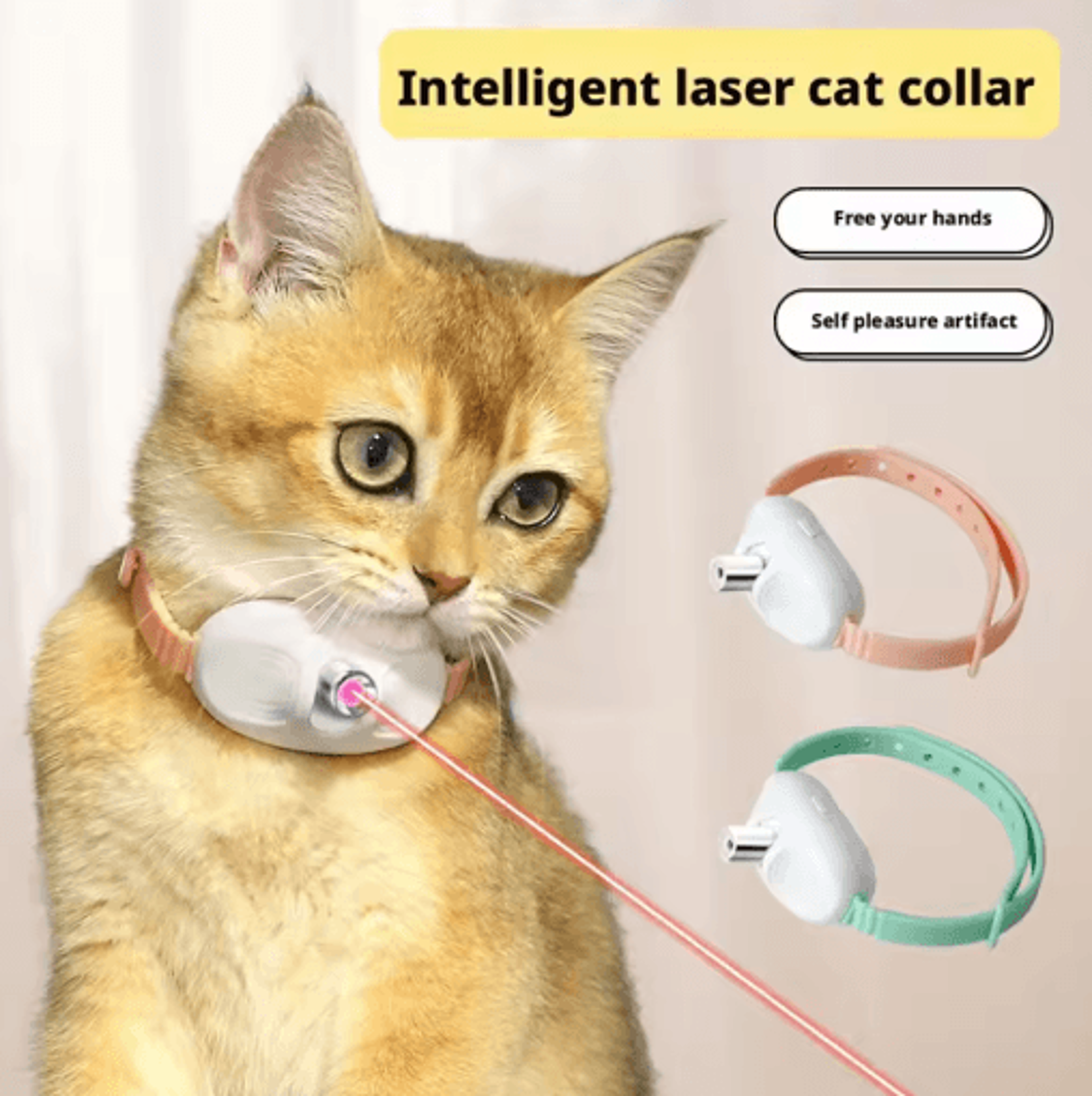 laser paws smart rechargeable cat laser collar toy