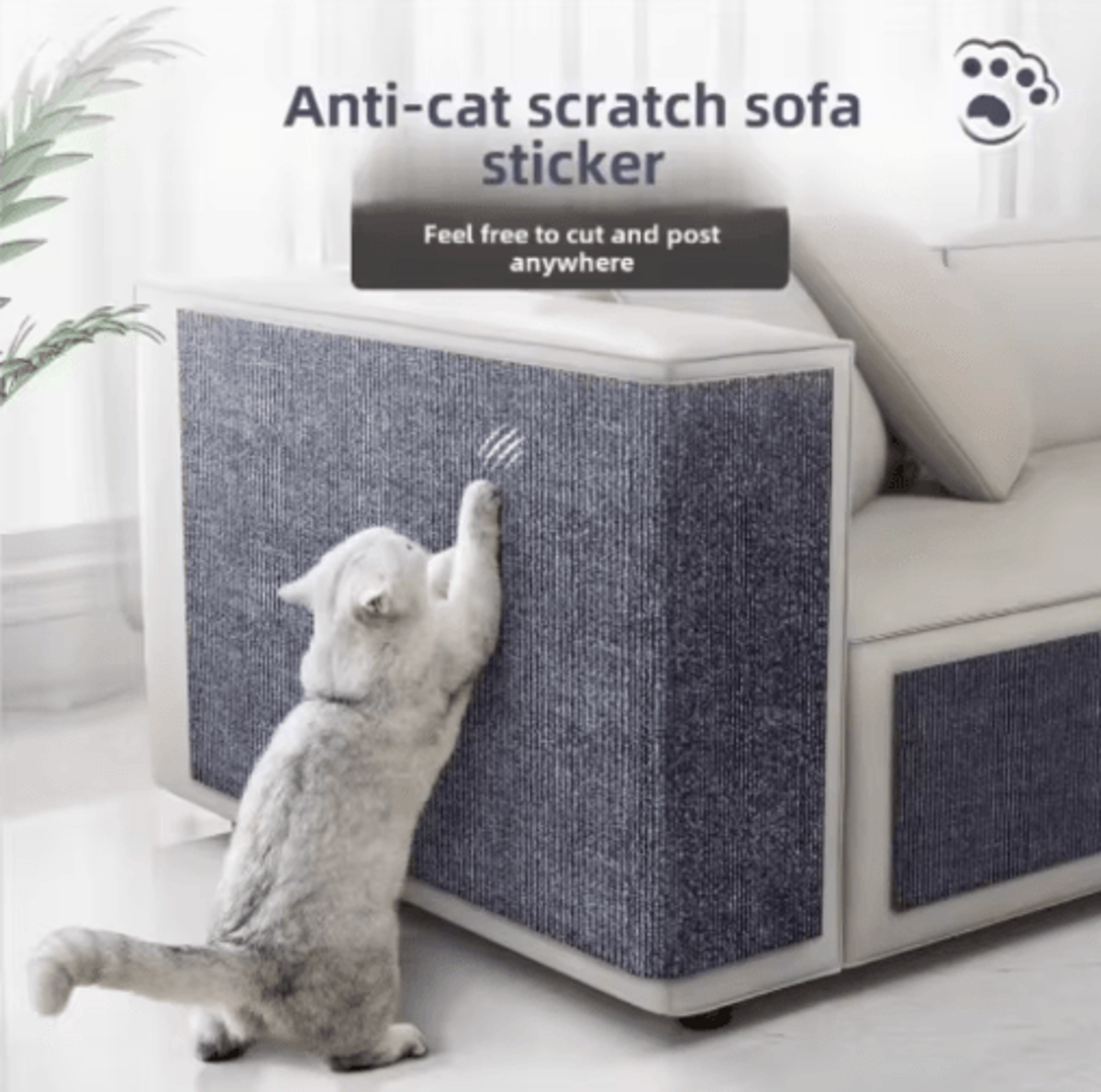 scratchshield diy cat scratching mat – self-adhesive trimmable furniture protector for cats