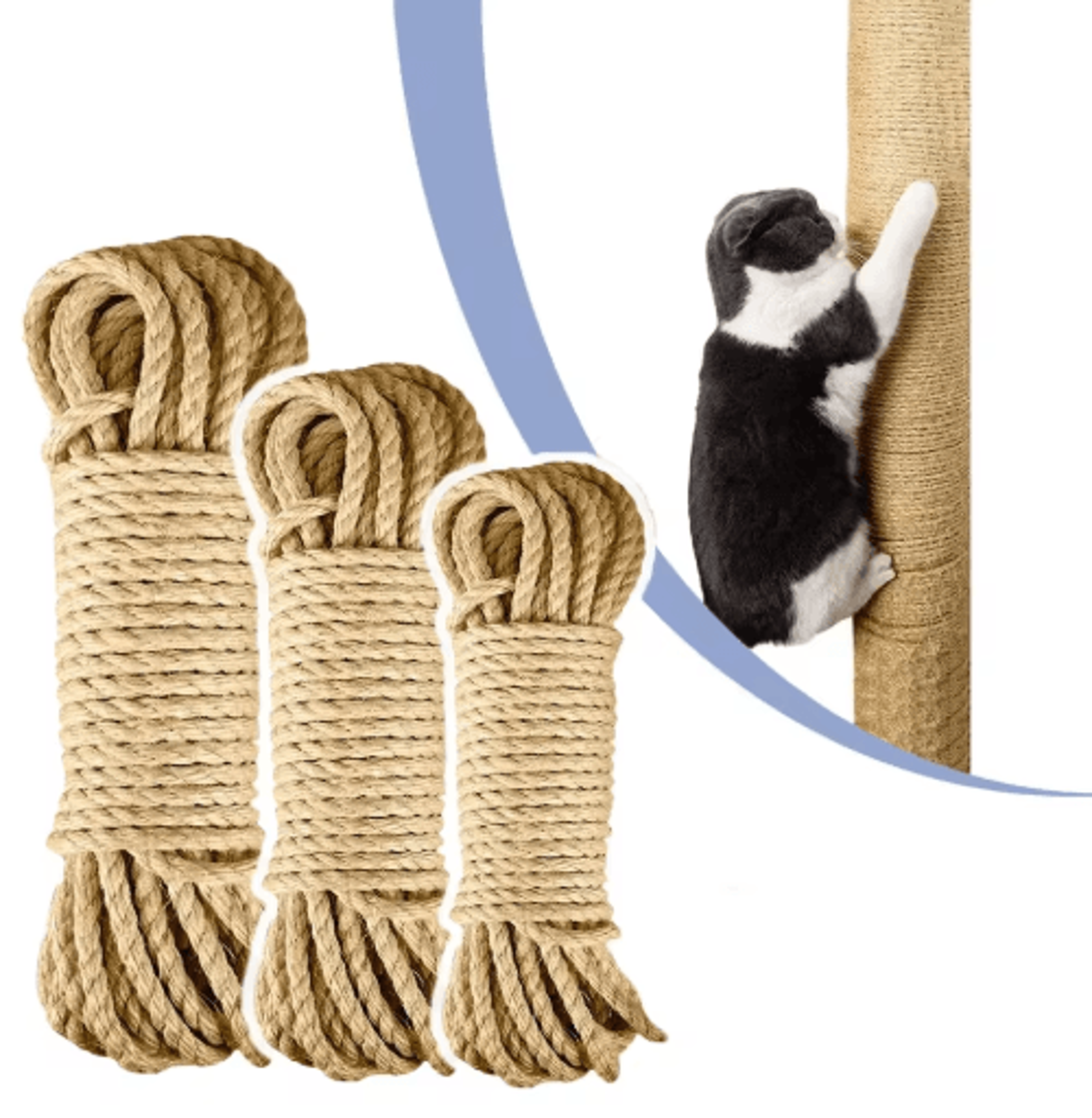 sisalwrap cat scratching rope – natural diy scratcher rope for cat trees, posts & furniture protection