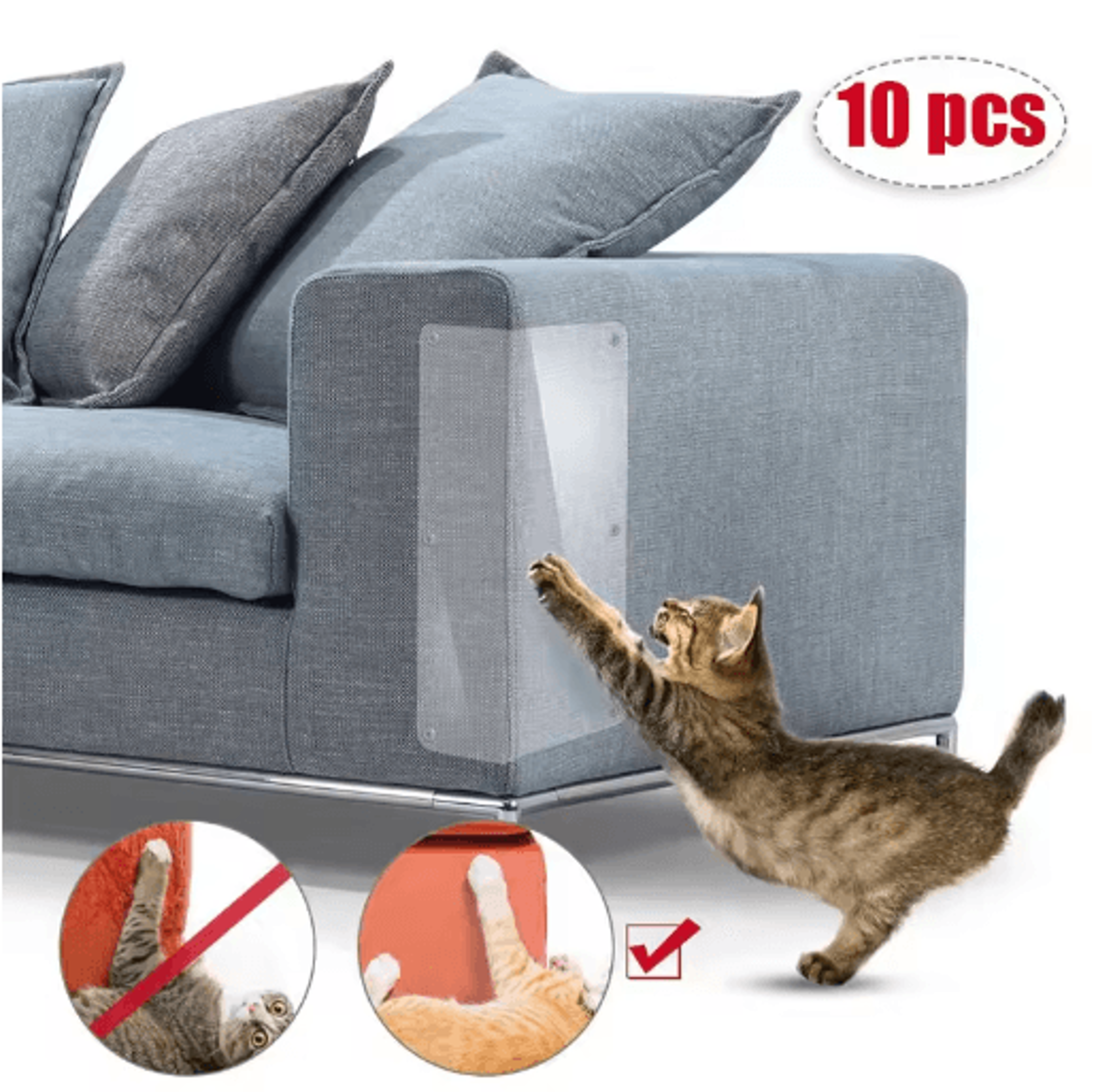 clearshield furniture protector pads – self-adhesive pvc cat scratch guards for sofas & home furniture