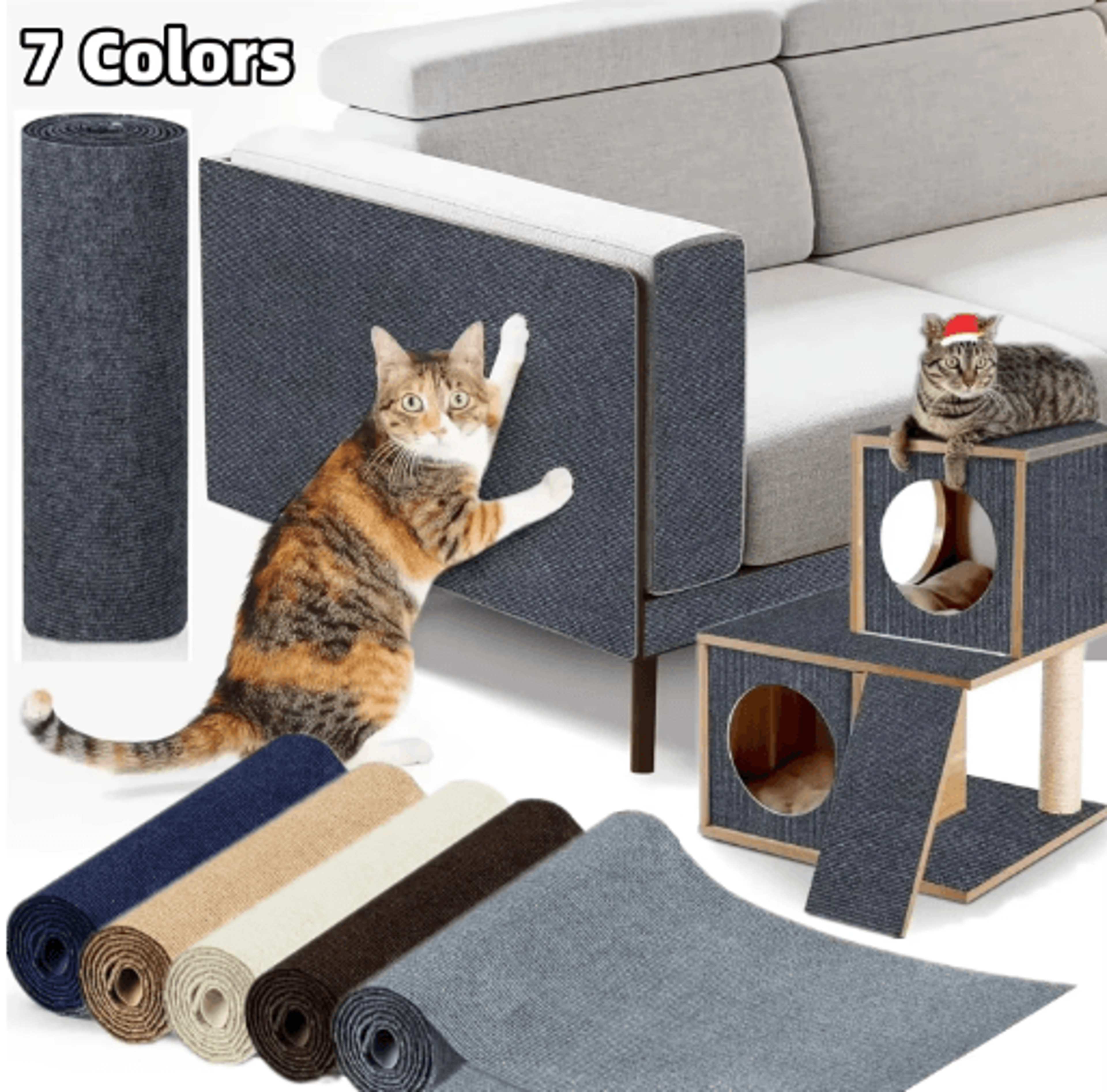 scratchguard diy cat scratcher mat – self-adhesive trimmable sofa protector in 7 colors