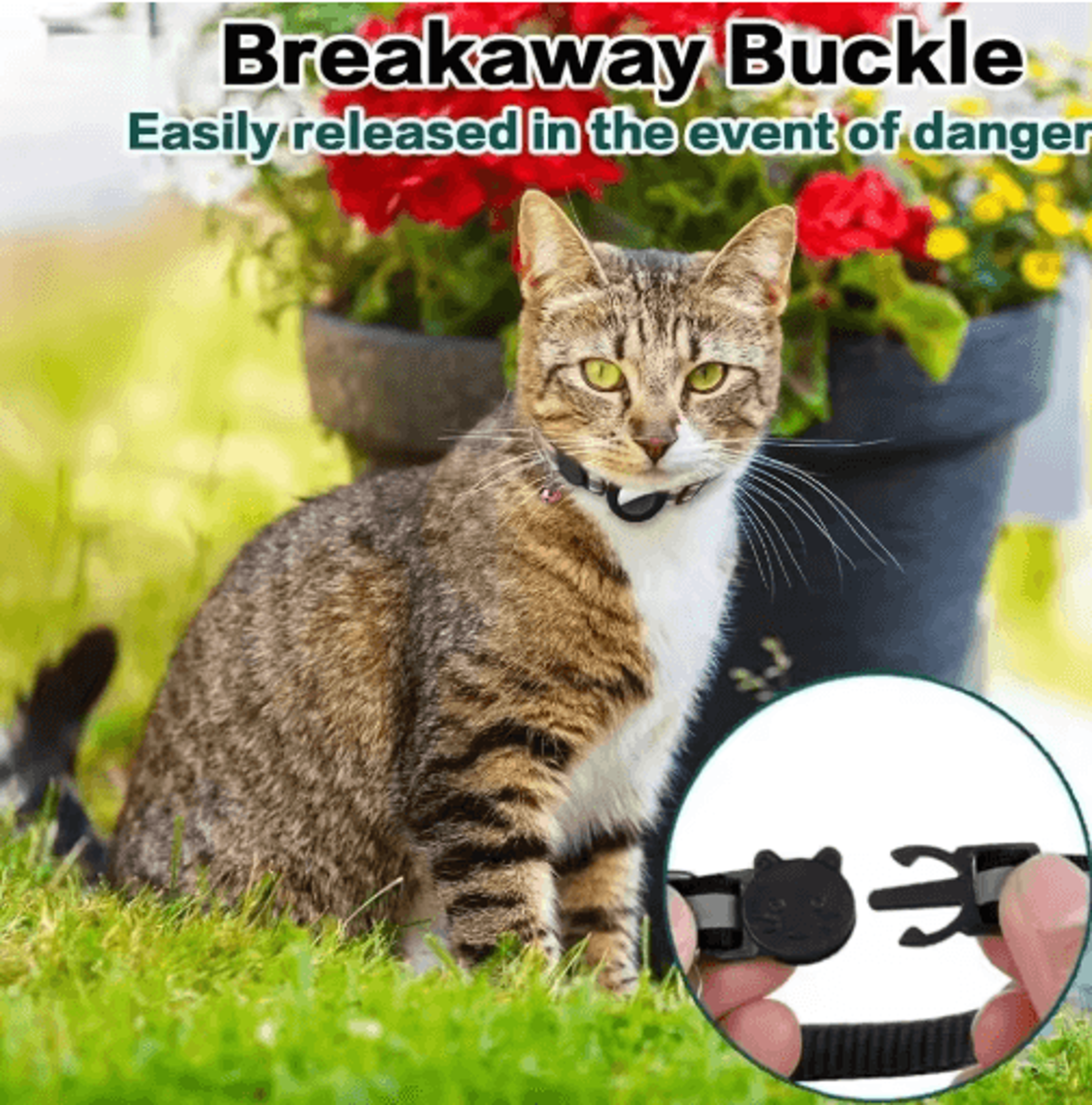 glowtrack airtag cat collar – reflective breakaway collar with bell & secure airtag holder