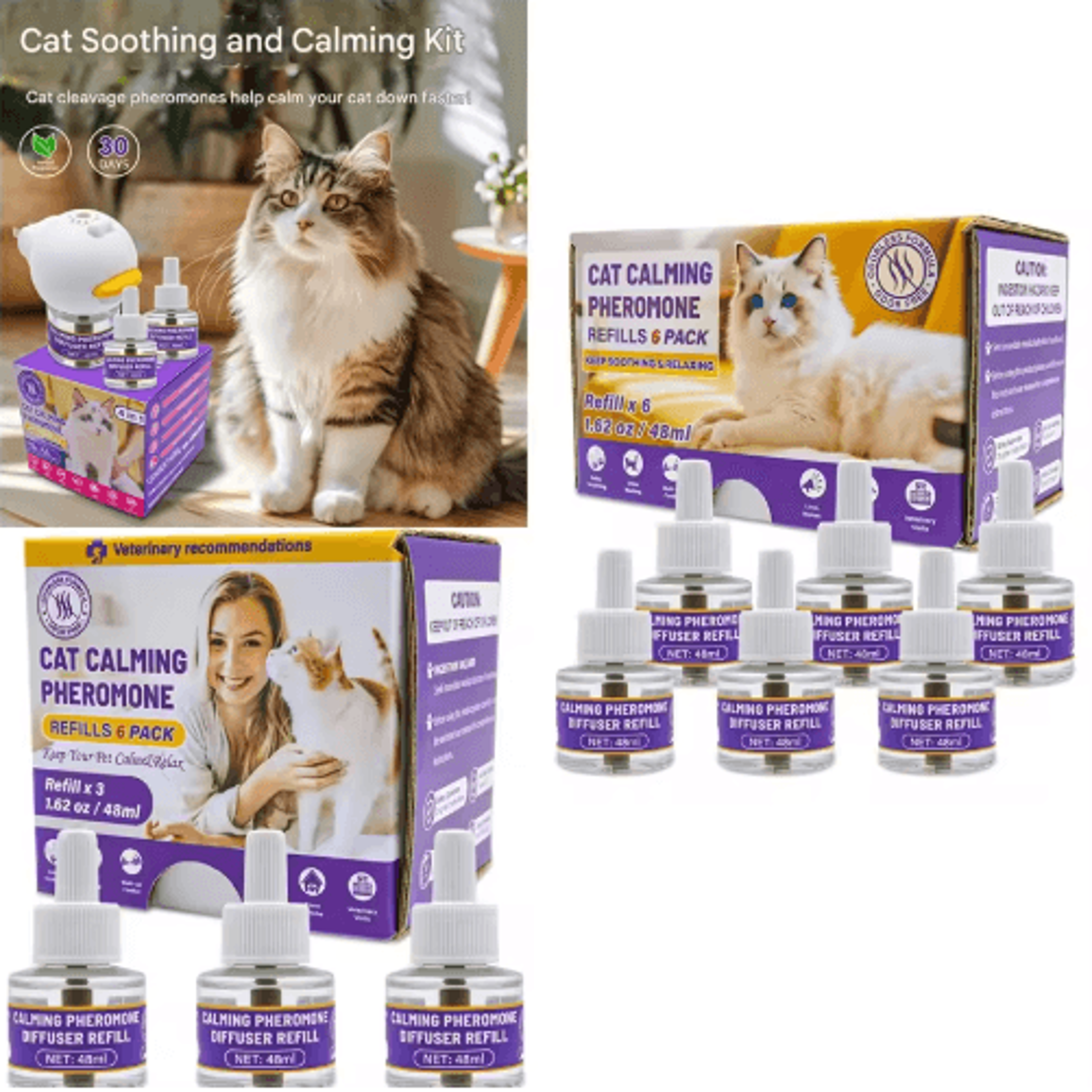 calm harmony 4-in-1 pet pheromone diffuser set odorless stress relief for cats & dogs