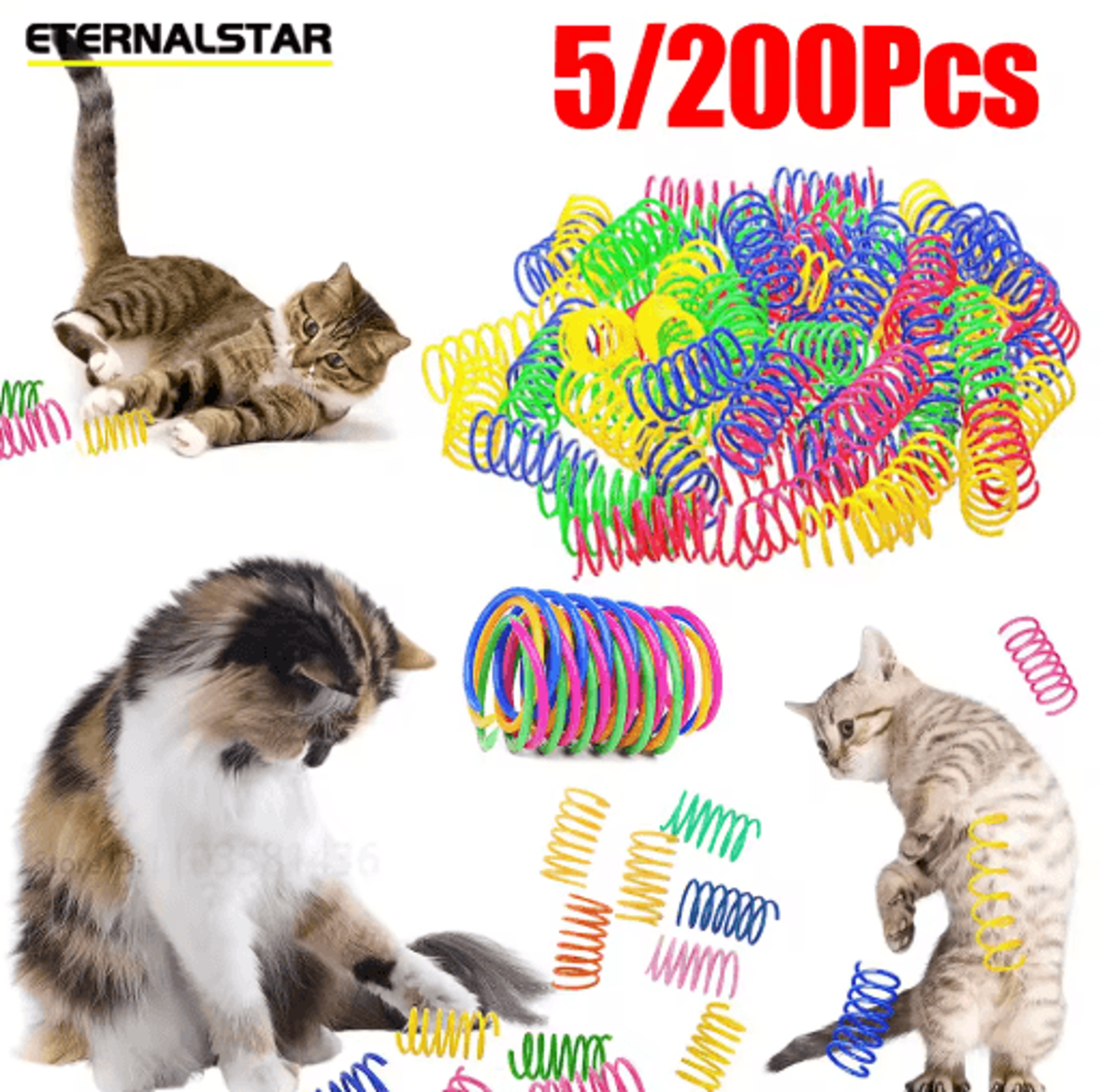 springbounce cat coil toy set – colorful spiral springs for interactive indoor cat play