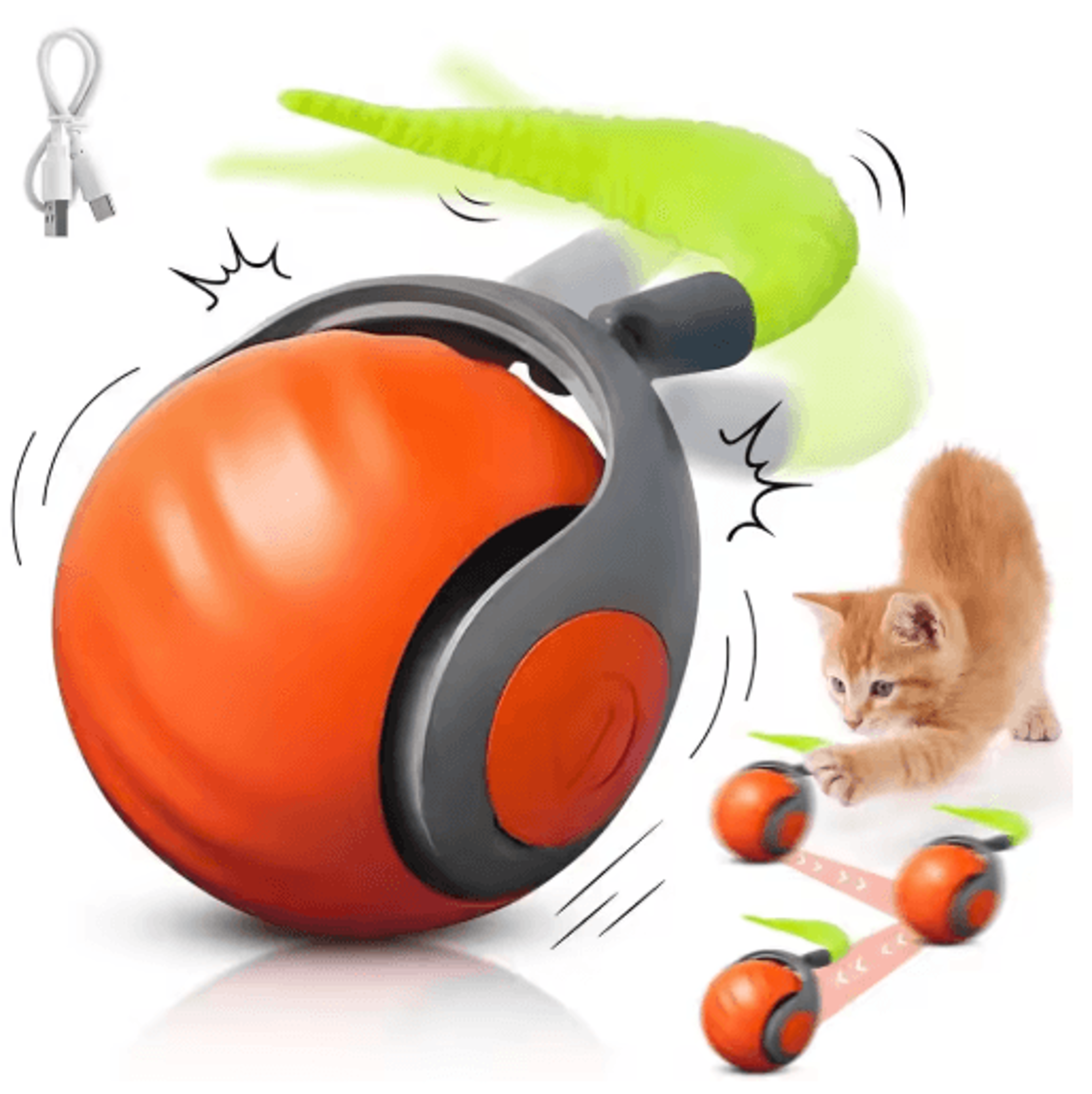 speedy tail 2.0 smart interactive toy ball – automatic motion cat & dog exercise toy