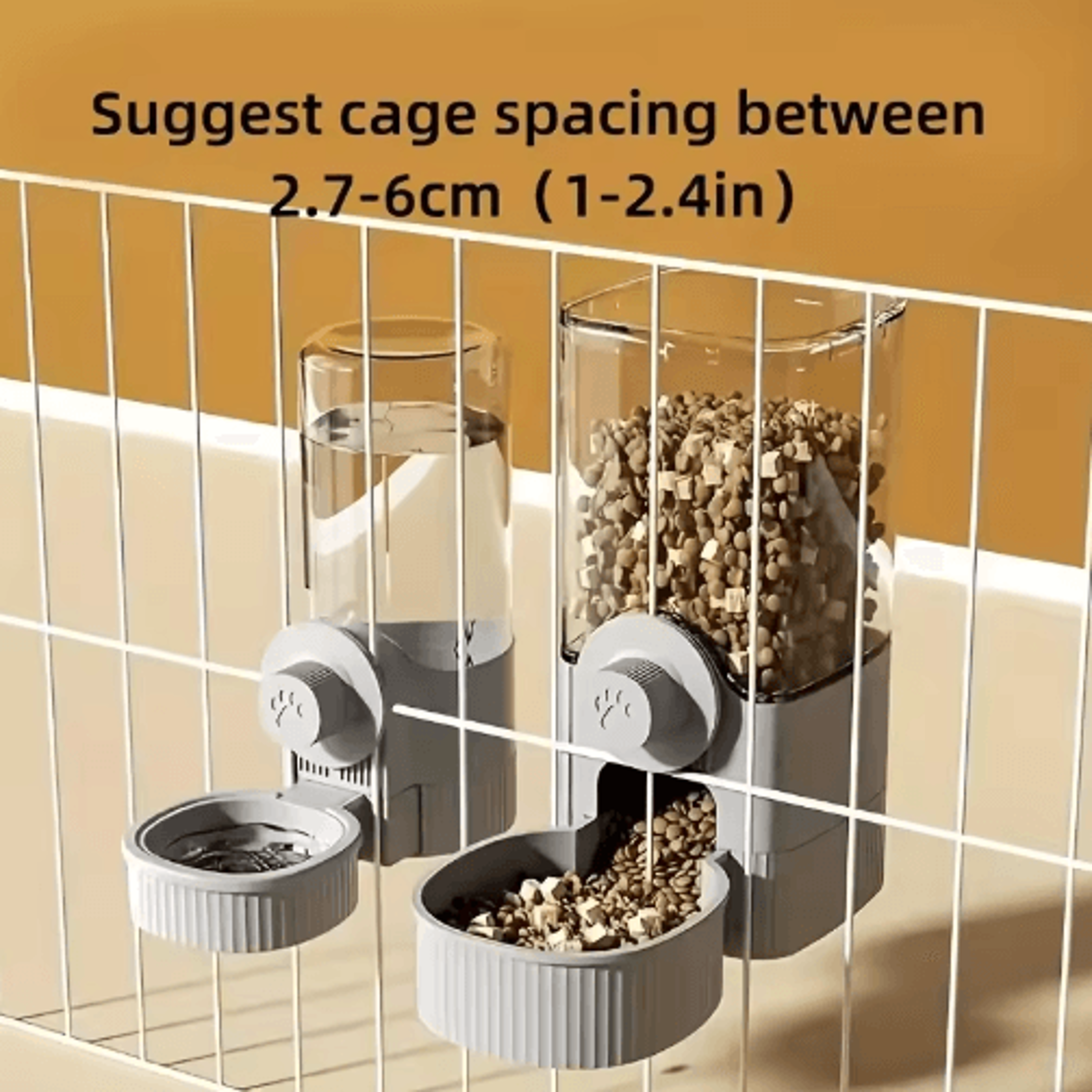 cagemount gravity pet feeder & water dispenser set – hanging automatic food & water station for cats, dogs & small pets