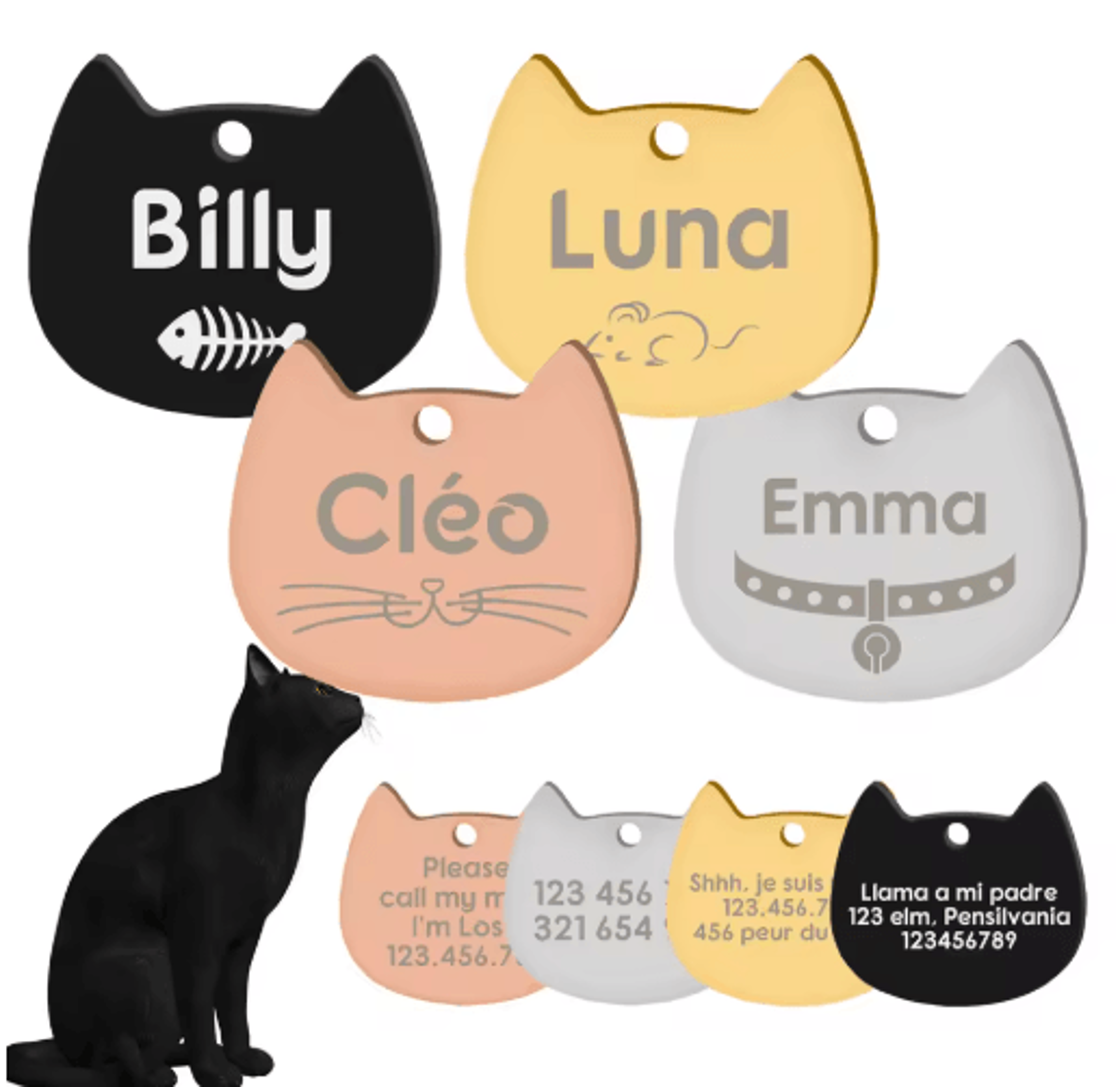 personalized stainless steel pet id tag with custom photo and name engraving