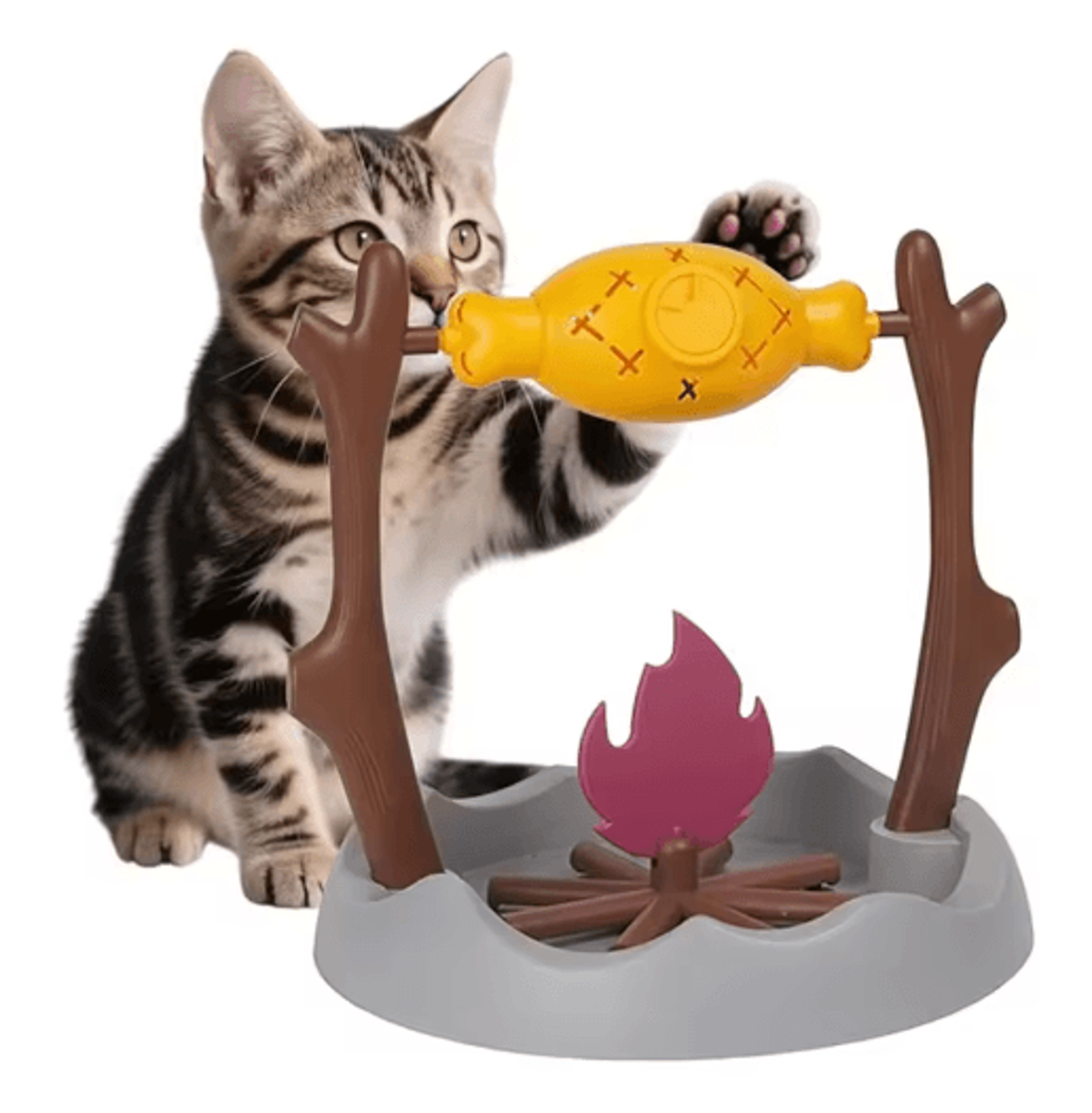 rotating cat treat puzzle feeder toy for slow feeding and mental stimulation