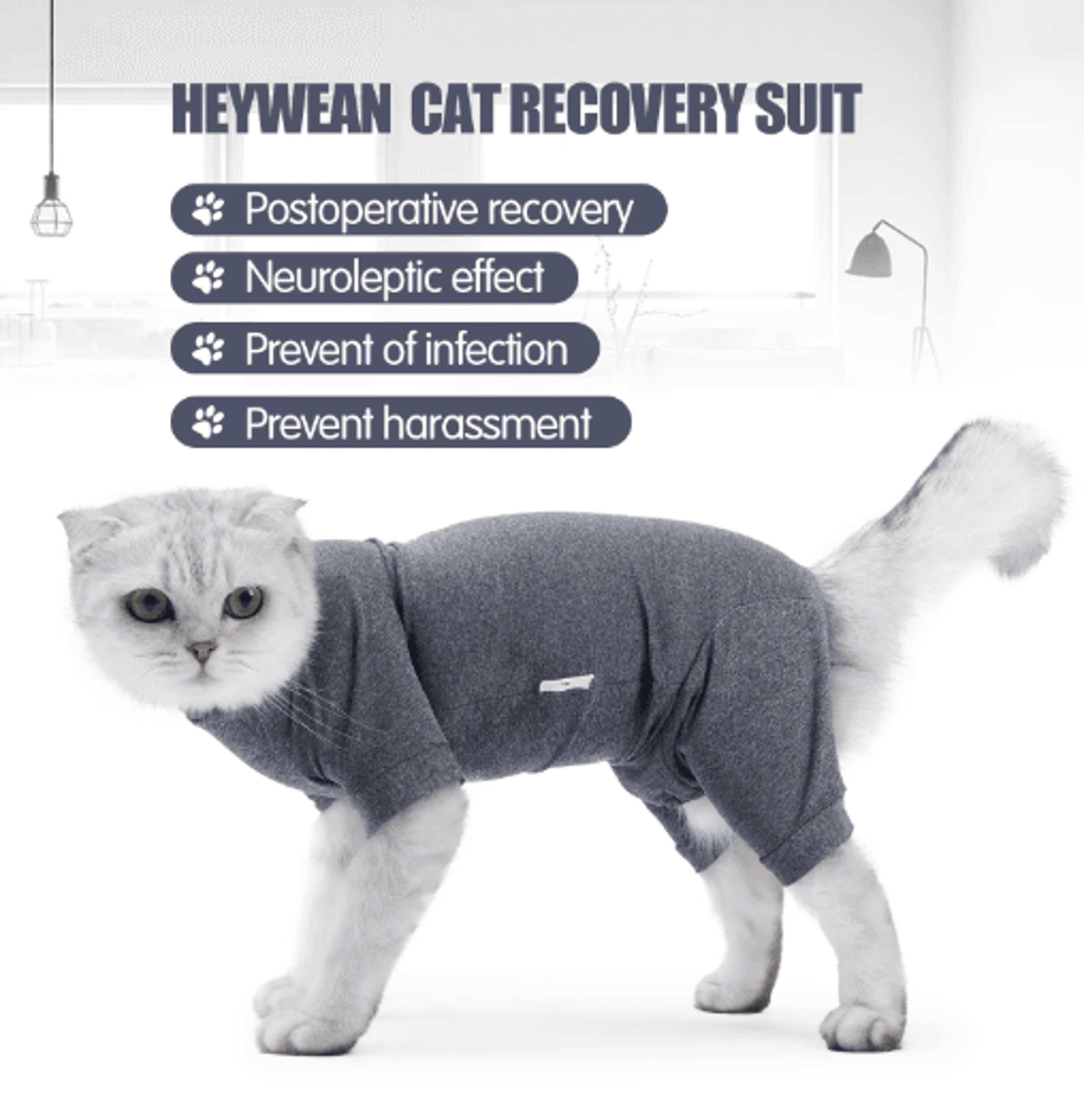cotton cat recovery suit for post-surgery healing & anti-licking protection