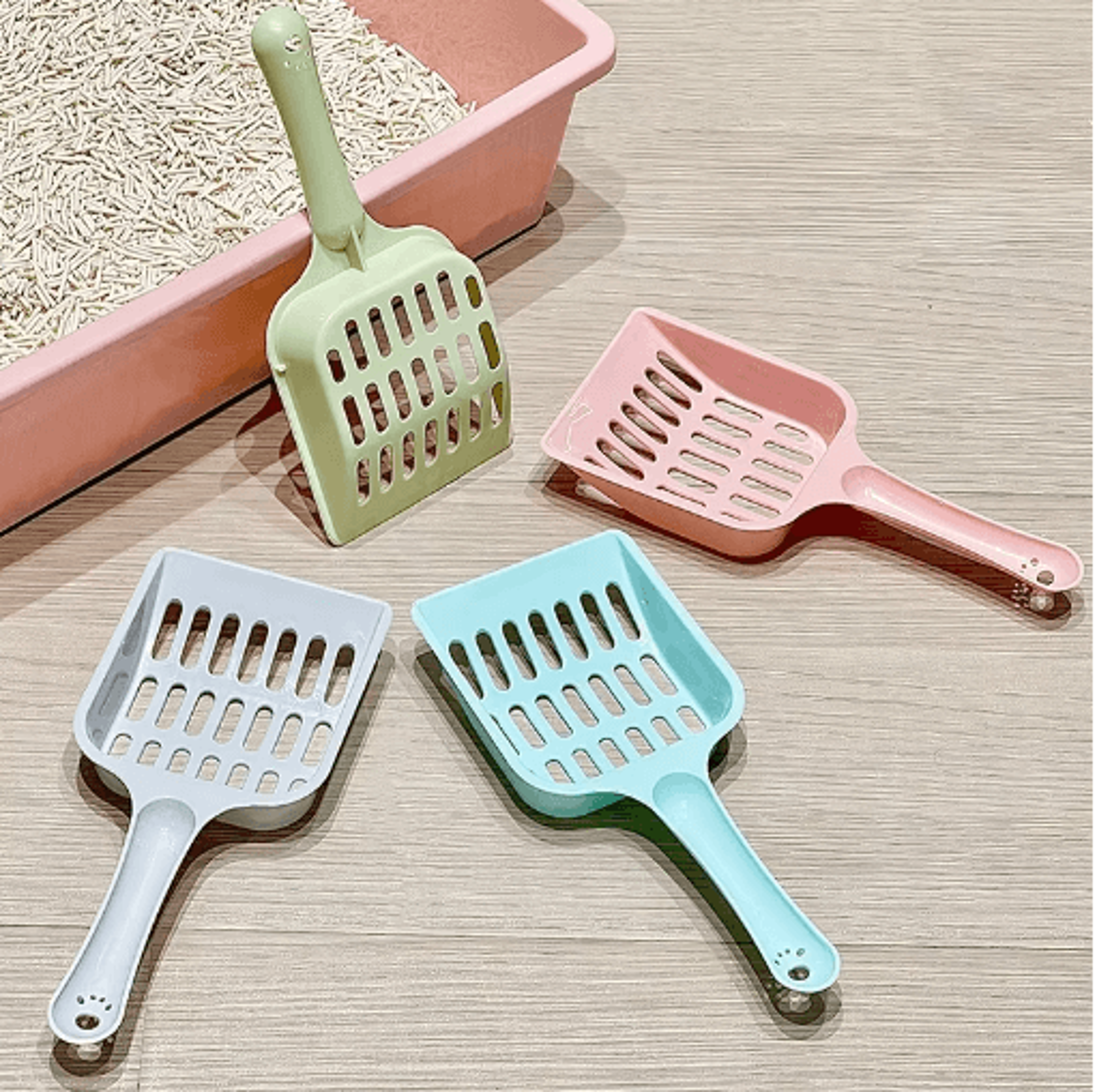 candy color cat litter scoop with comfortable horizontal handle