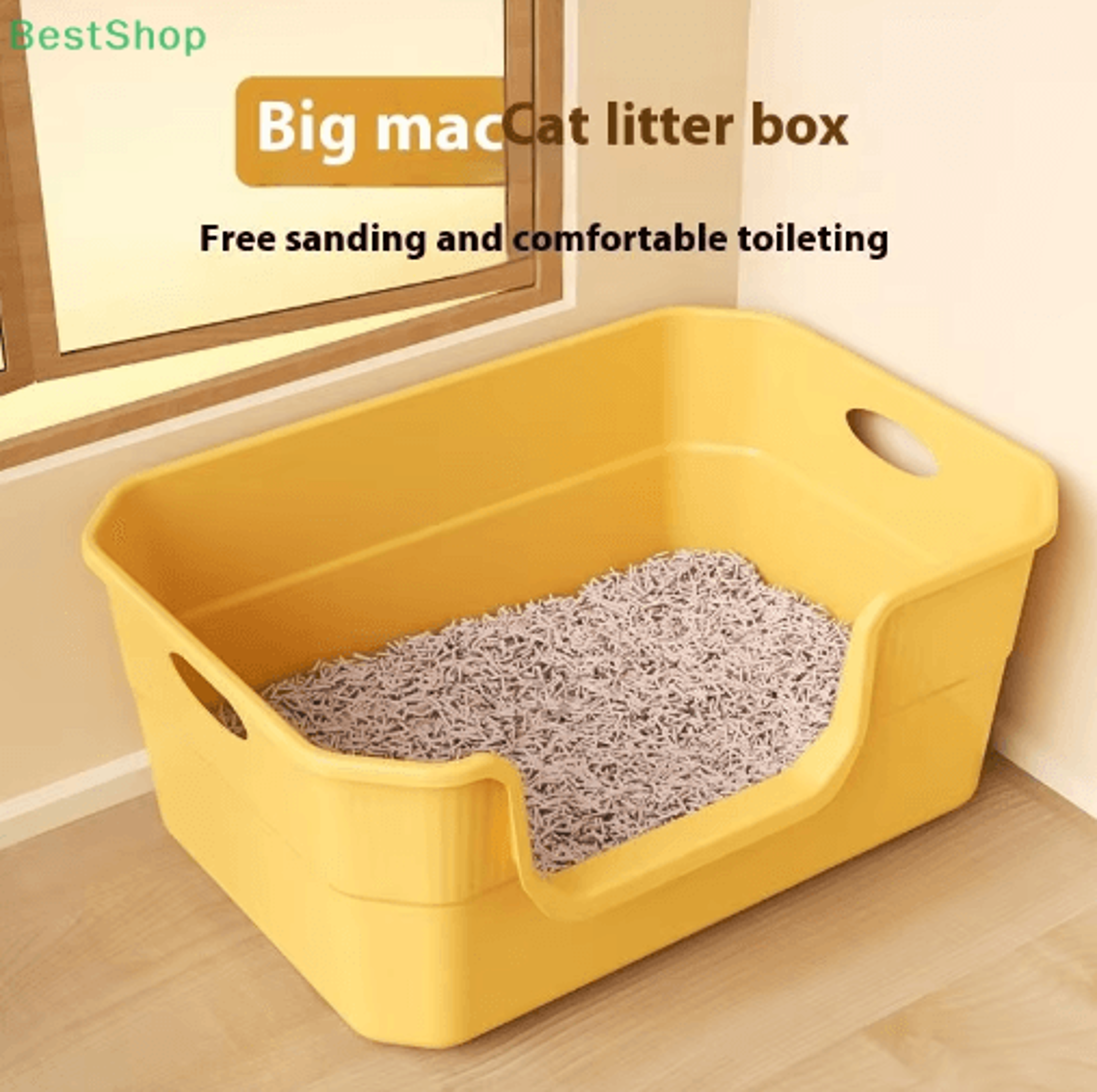 extra large high-sided cat litter box for cleaner & more comfortable use