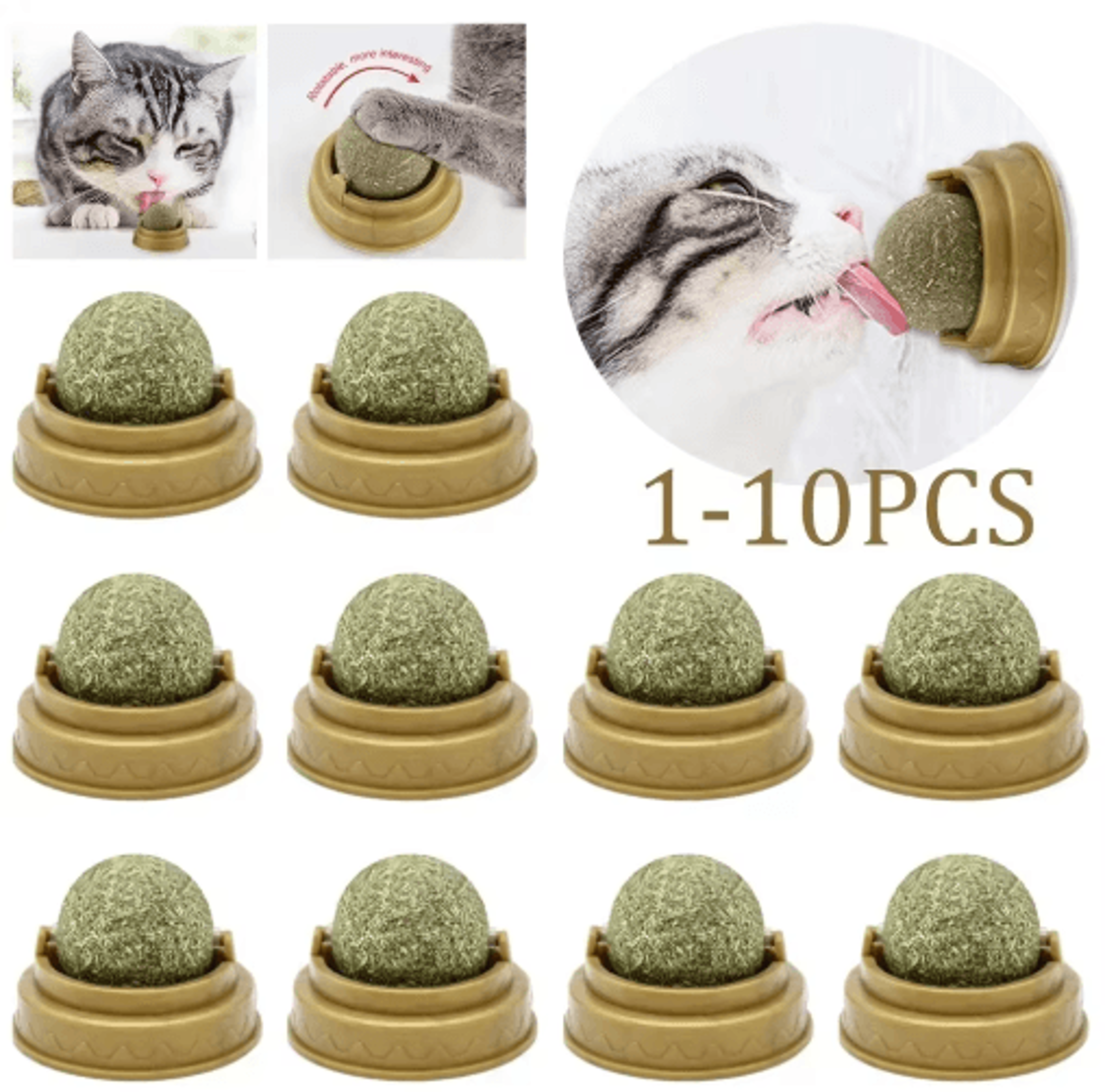 natural catnip ball toys for dental care, play & digestive support