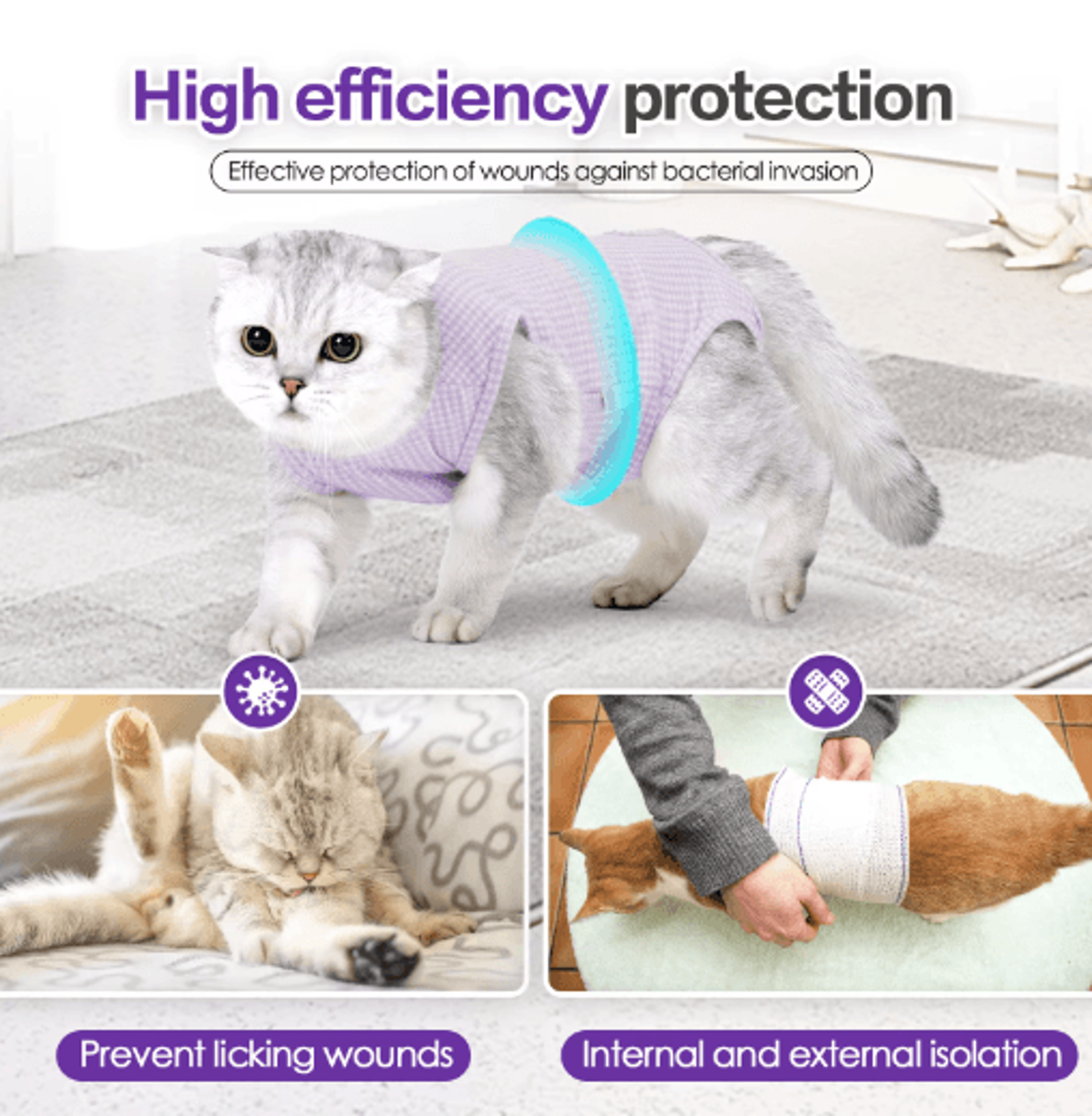 professional cat recovery suit for post-surgery healing & wound protection