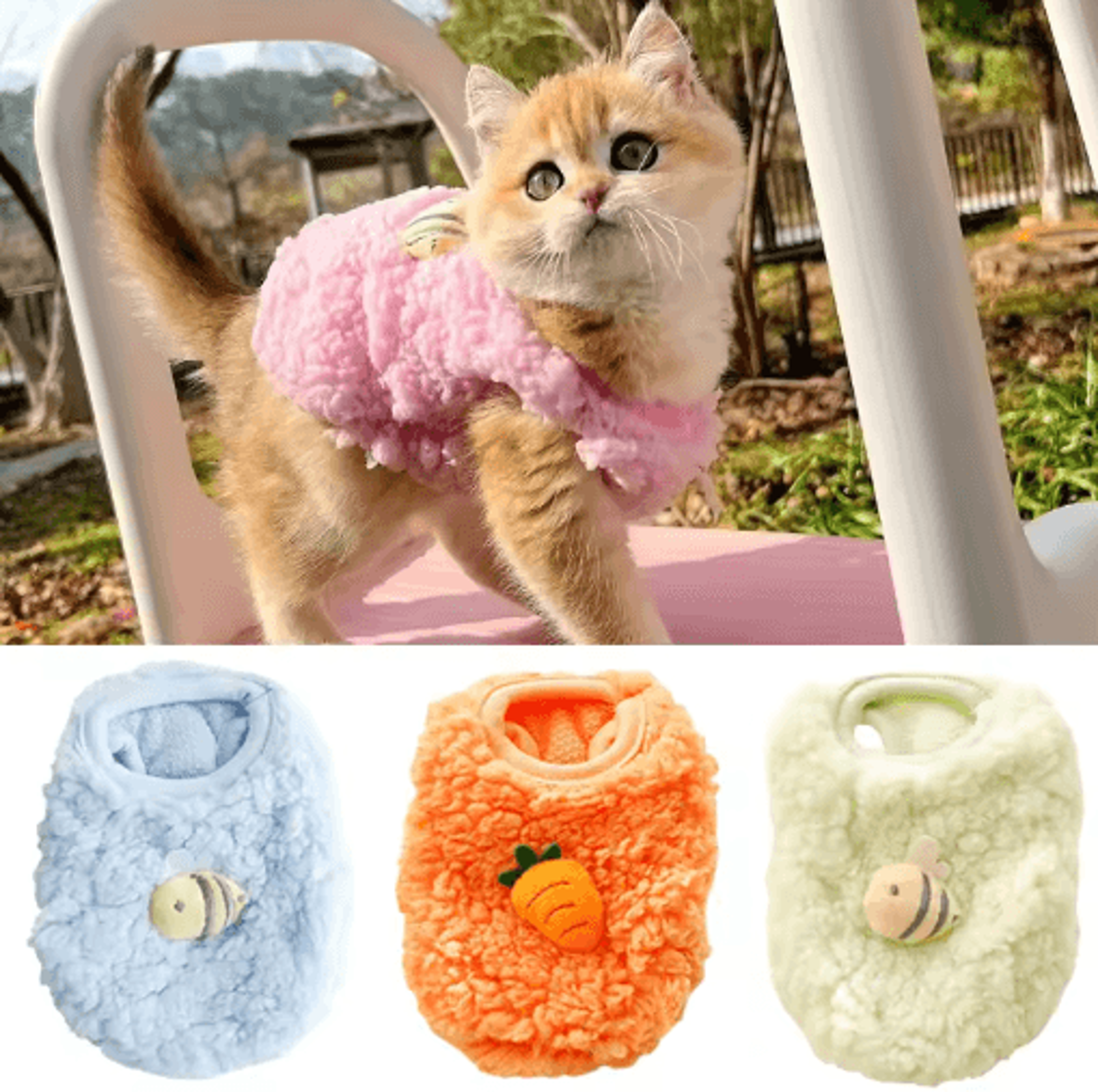velvet winter kitten sweater for newborn cats & small pets