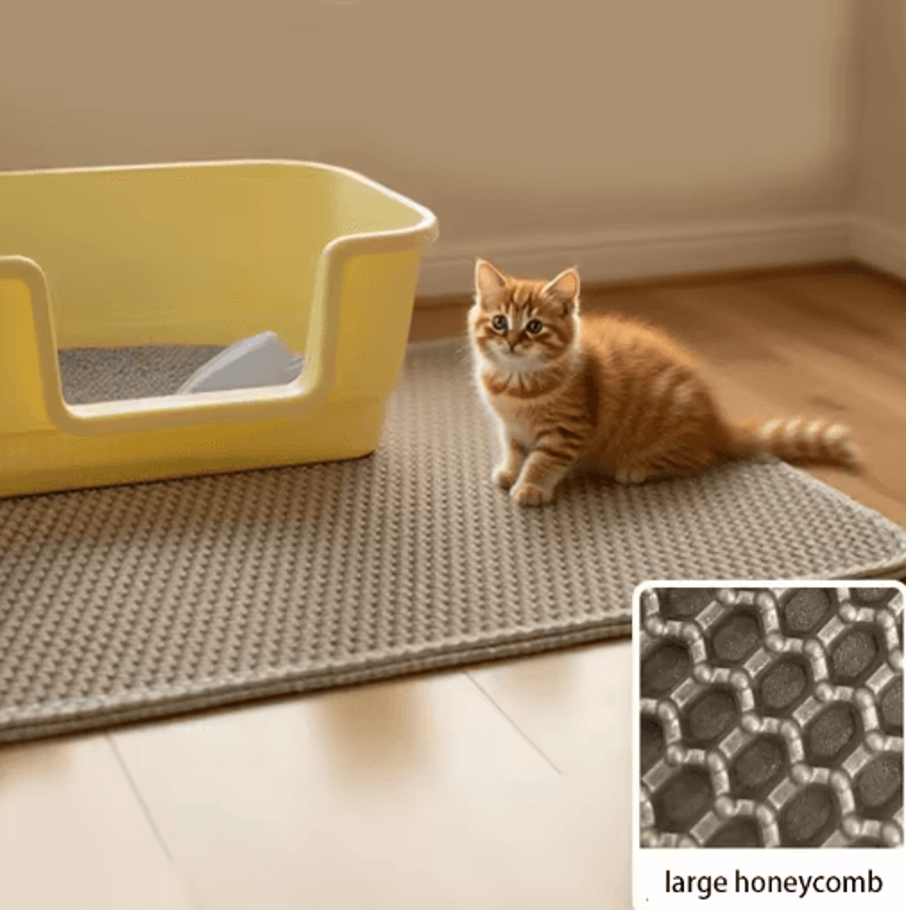double-layer waterproof cat litter mat for cleaner floors & easy cleanup