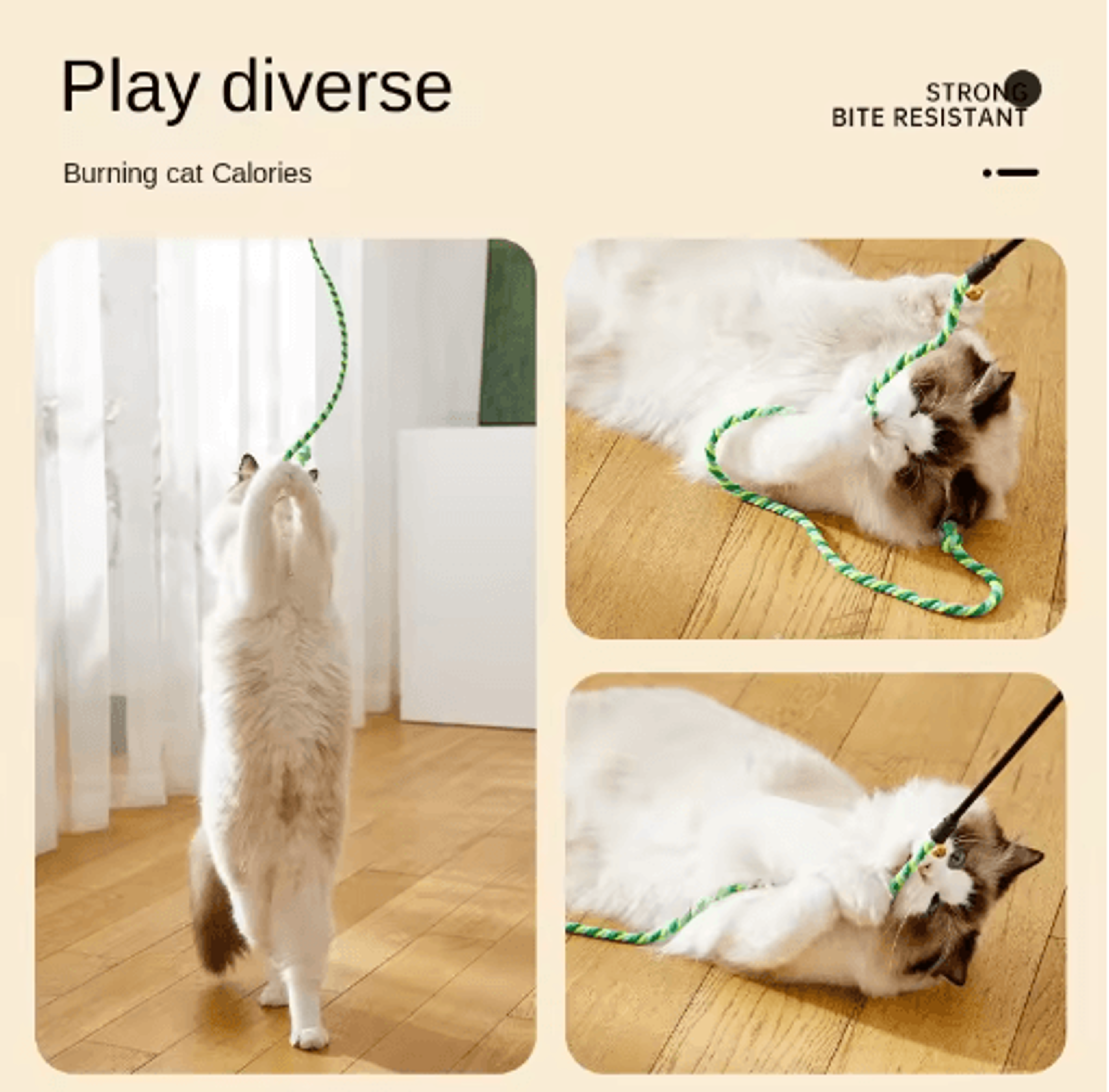 interactive feather cat wand toy with satin ribbons & bell