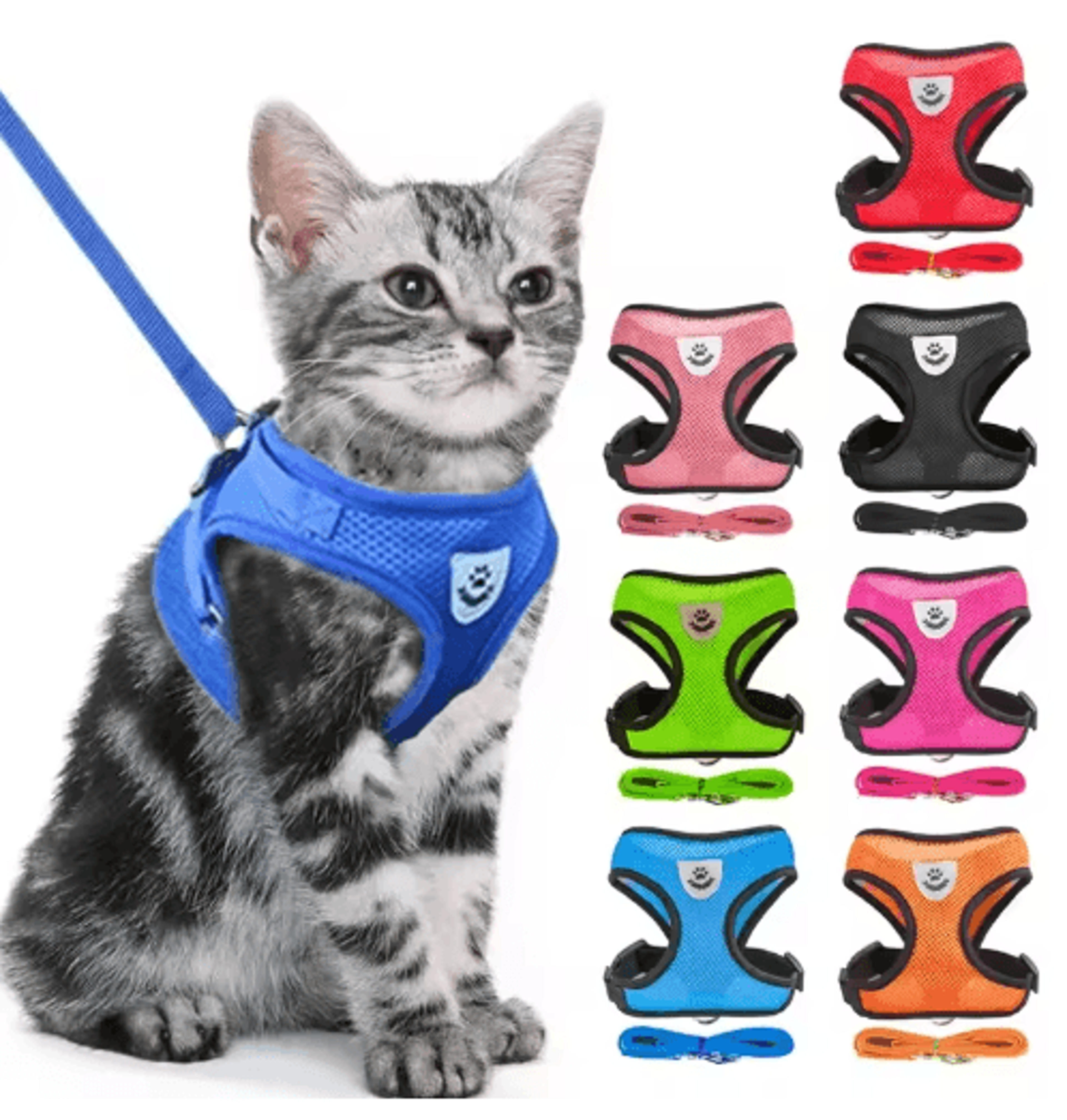 breathable mesh pet harness & leash set for cats, puppies & small dogs