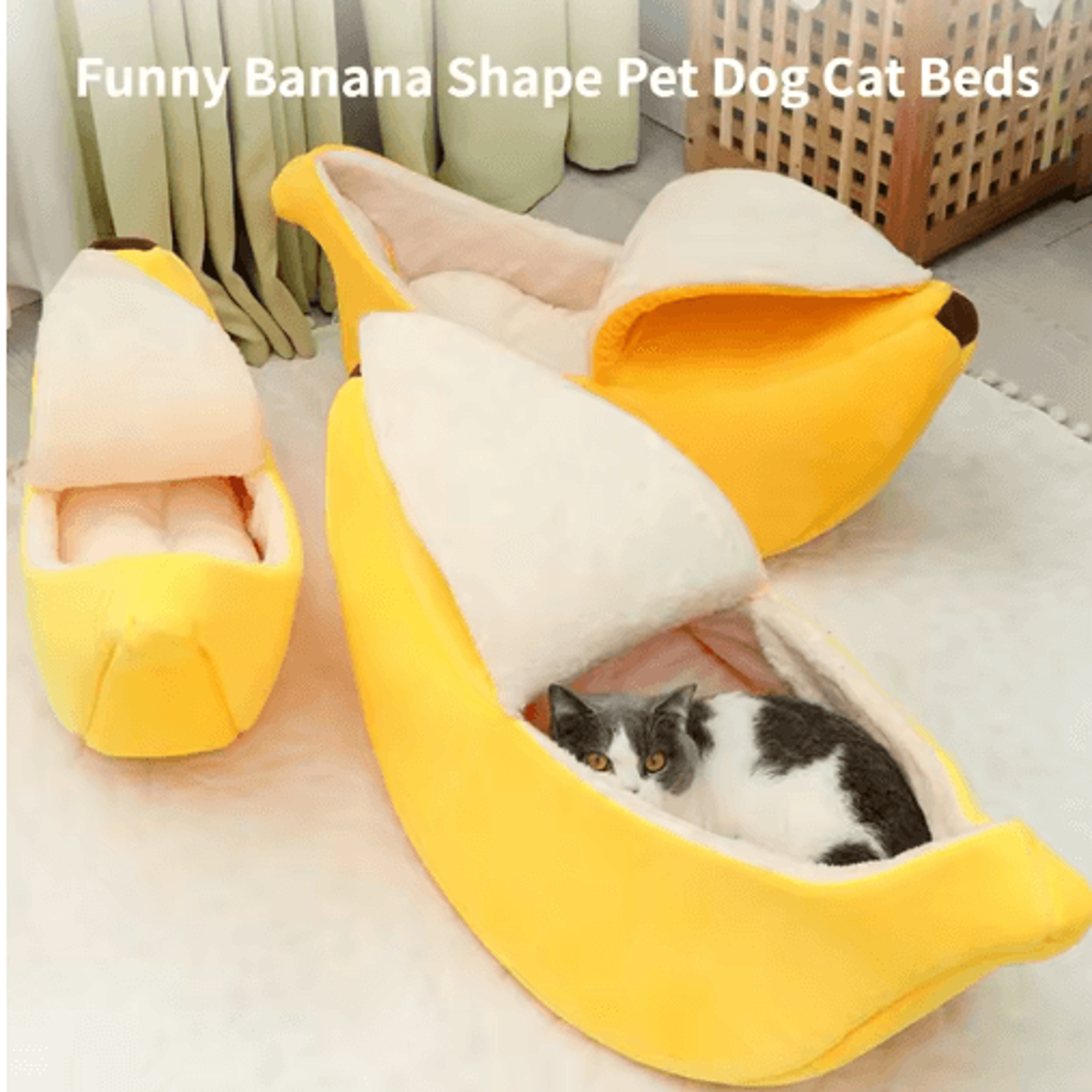 banana-shaped cat bed house for cozy comfort & playful style