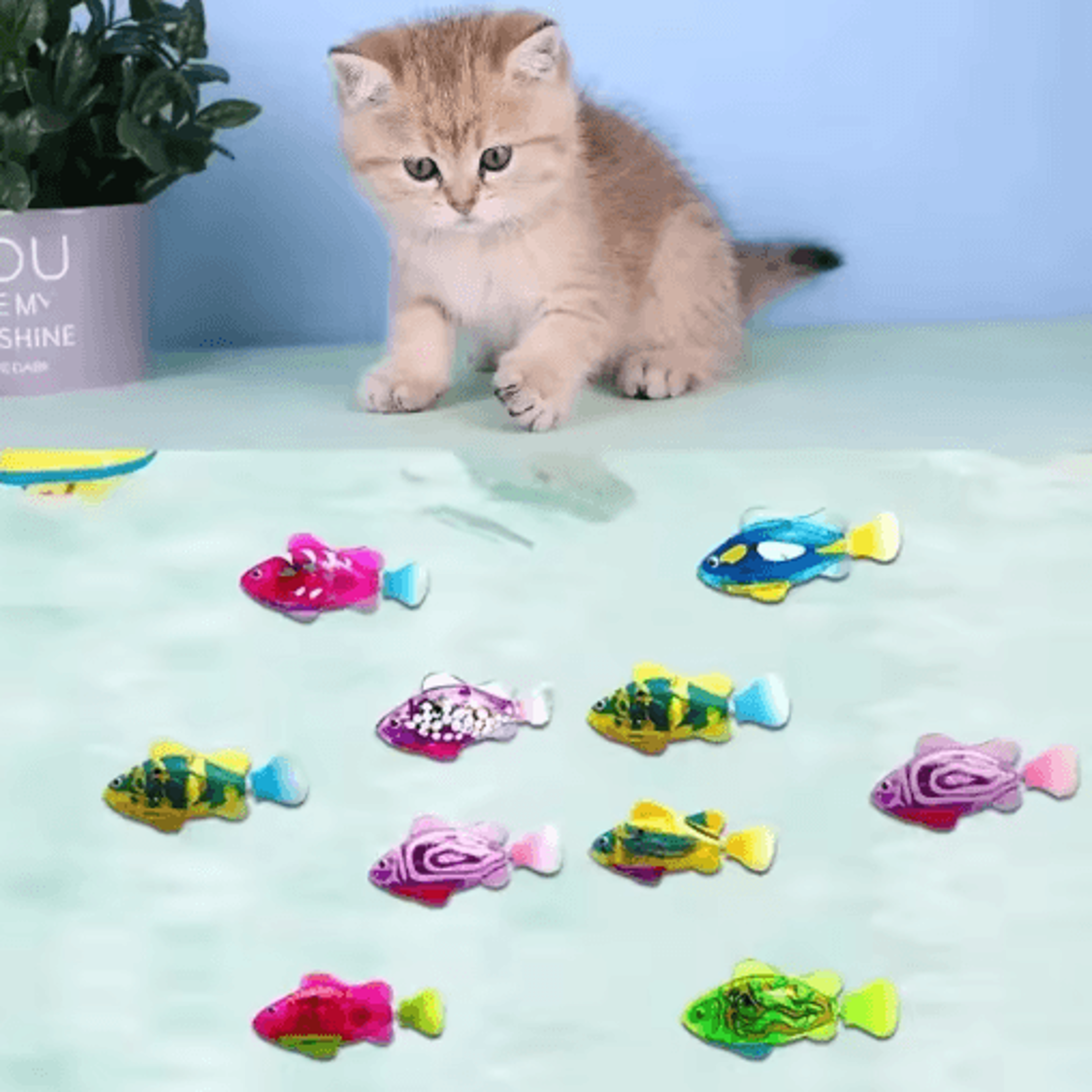 led interactive swimming robot fish toy for cats