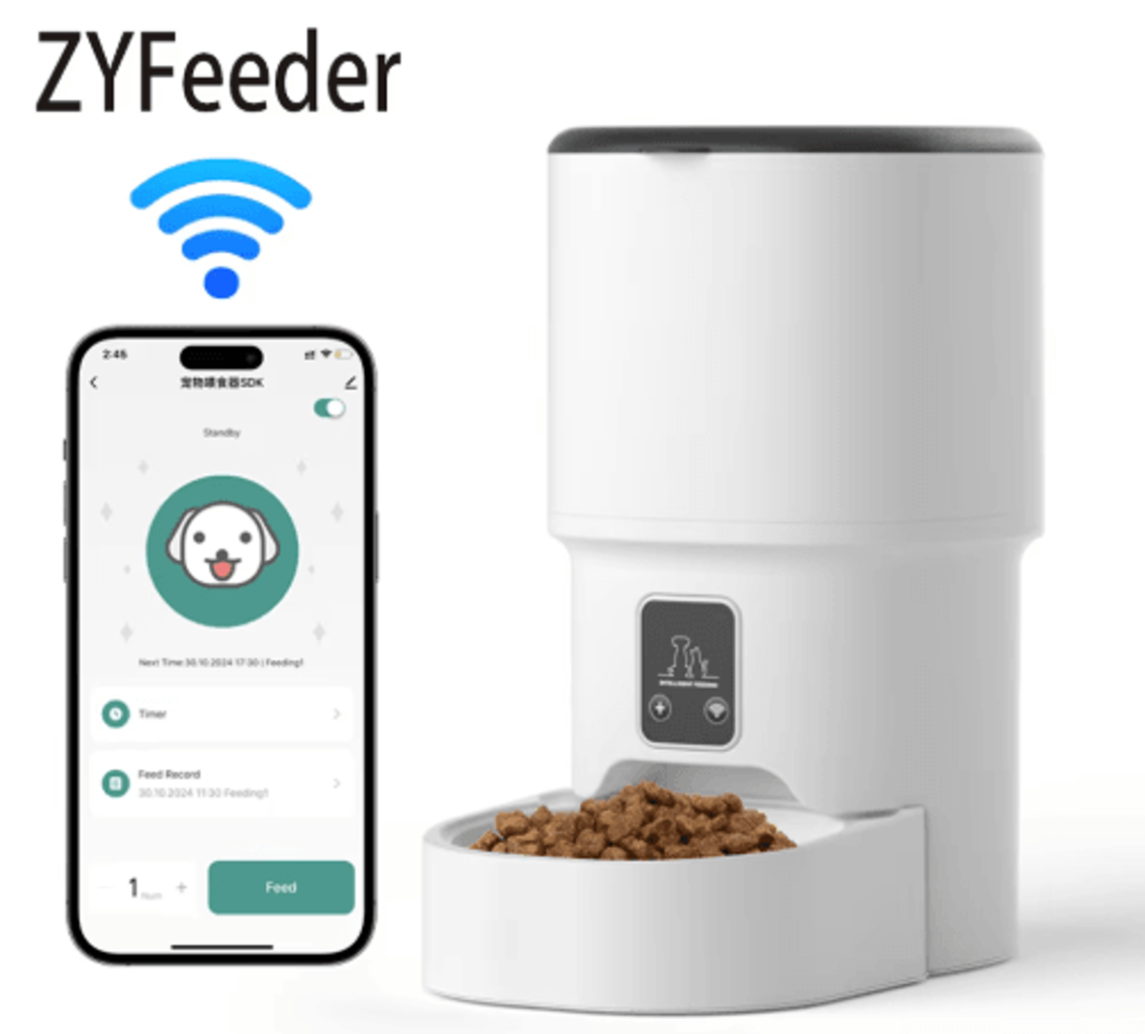 smart wifi automatic pet feeder 4l for cats & dogs