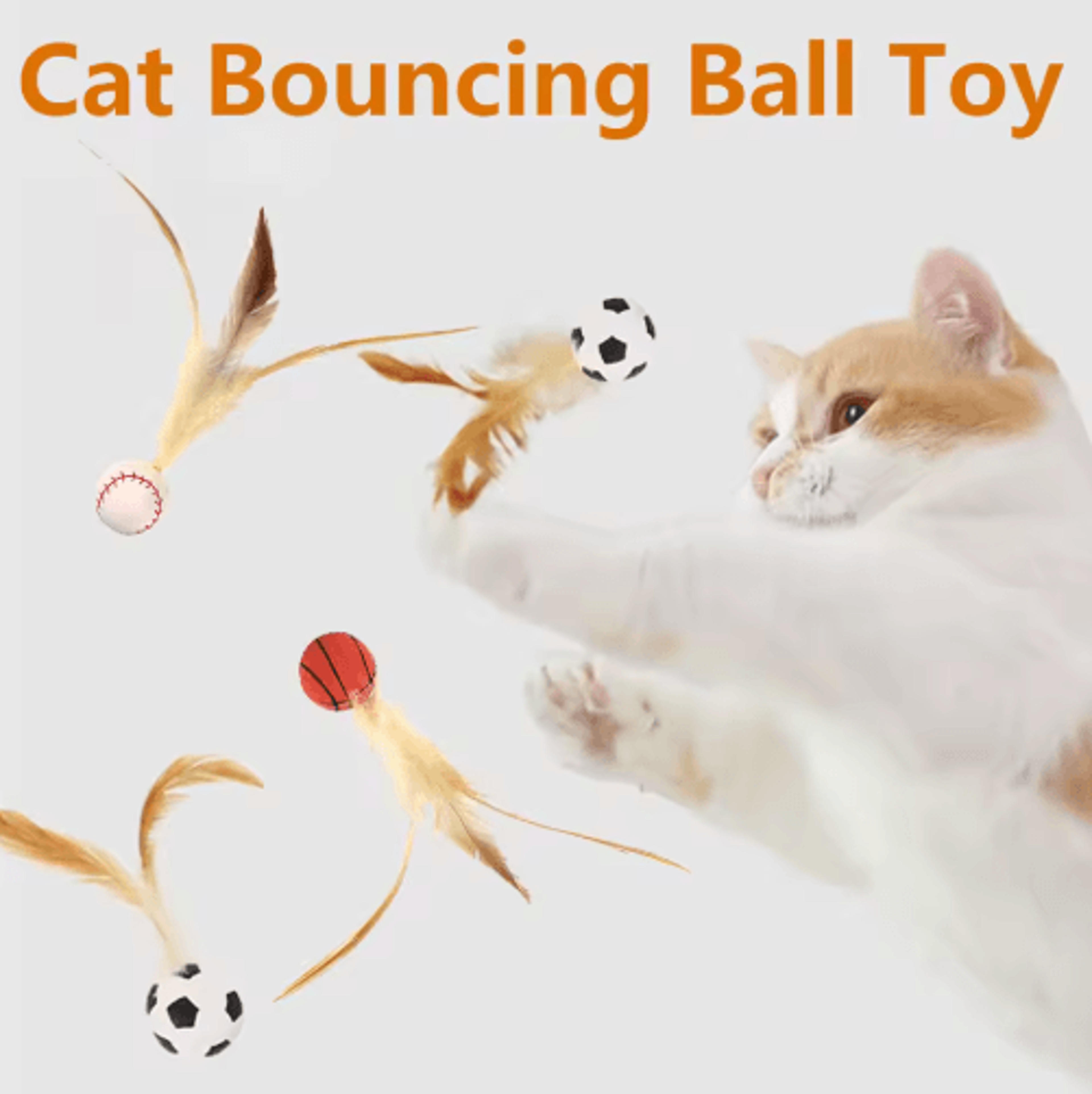 feather bounce interactive cat balls for indoor play & training