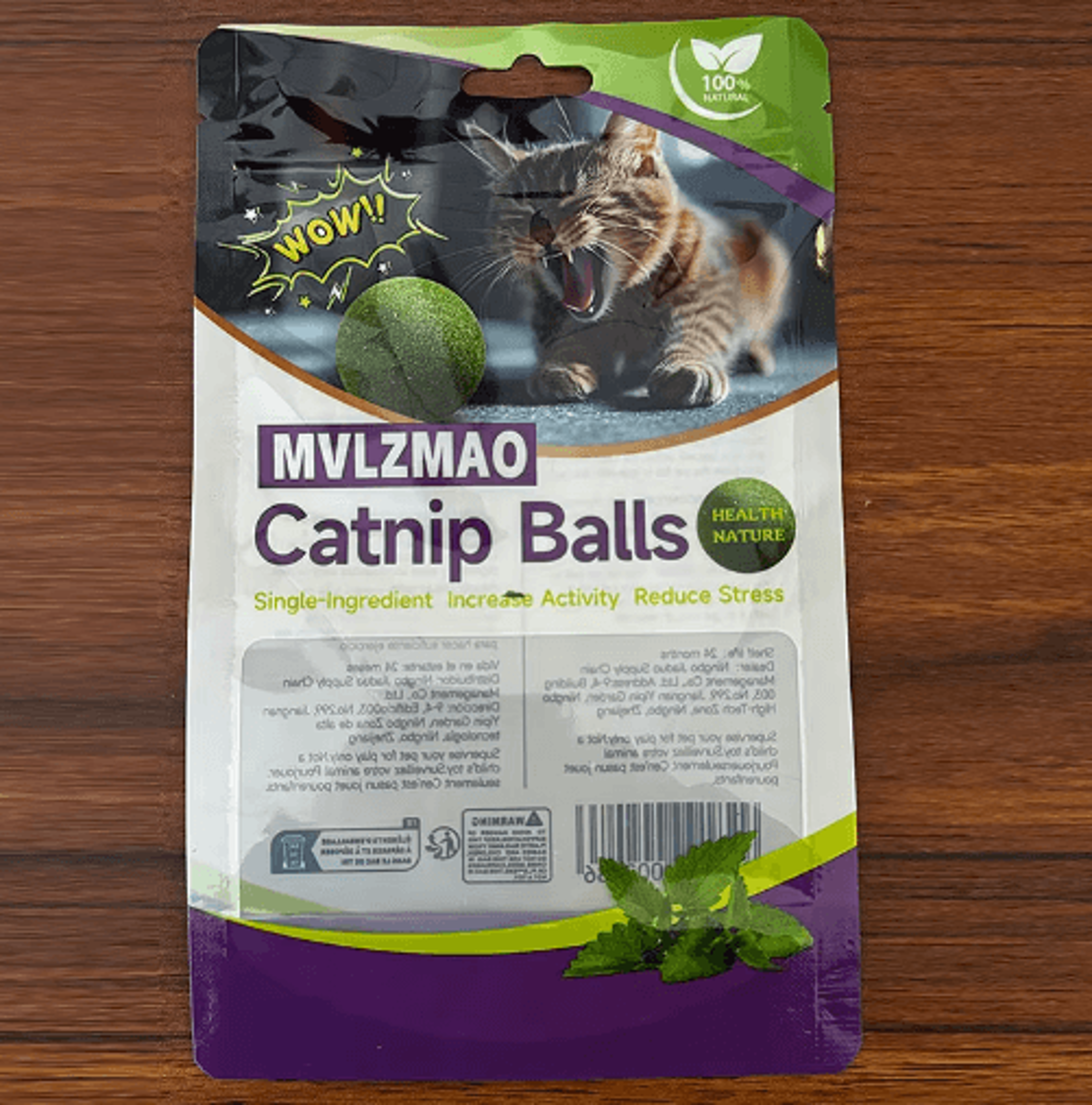 natural catnip mint ball toy for teeth cleaning & digestive support