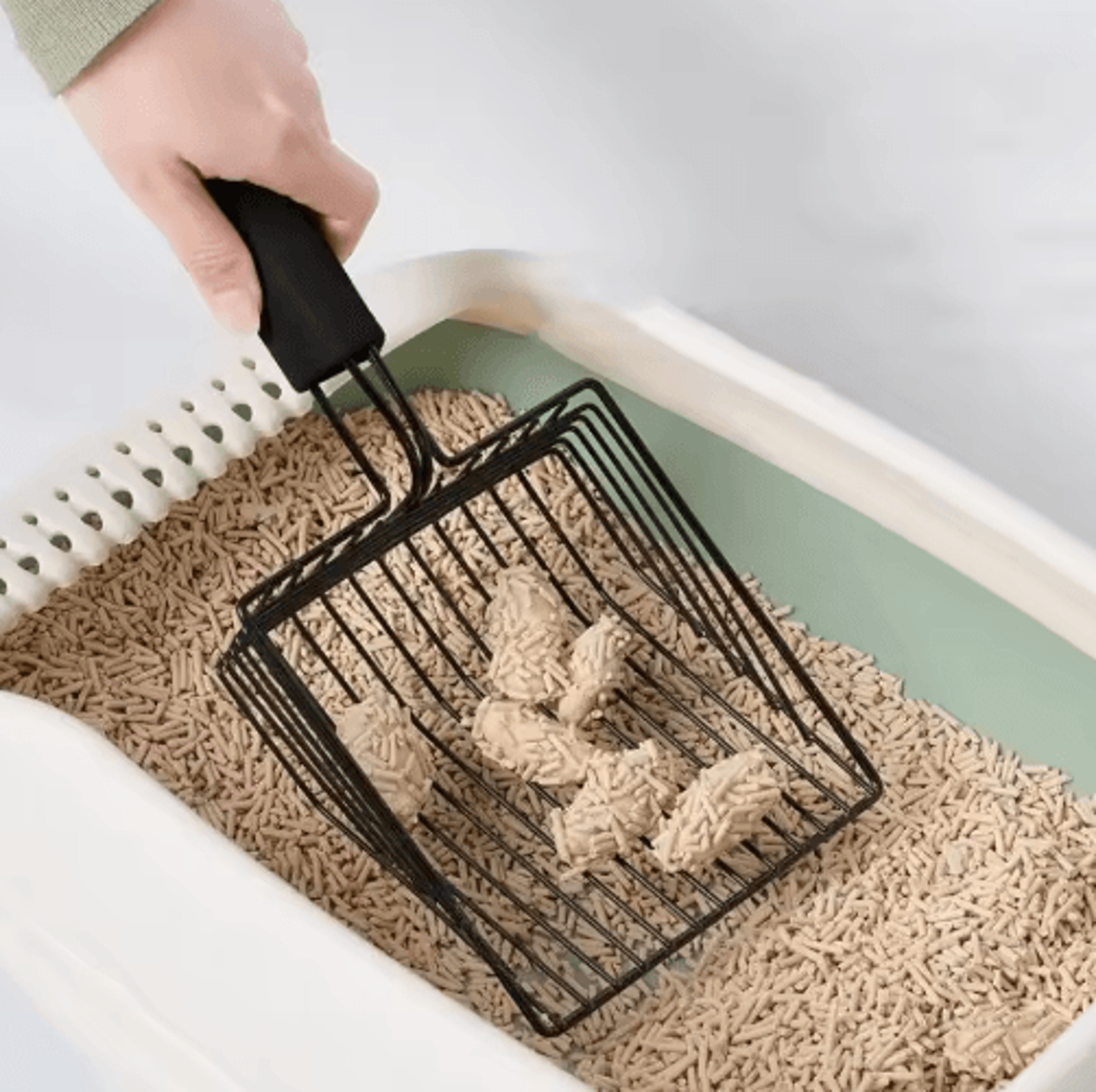 heavy-duty stainless steel cat litter scoop with comfortable grip handle