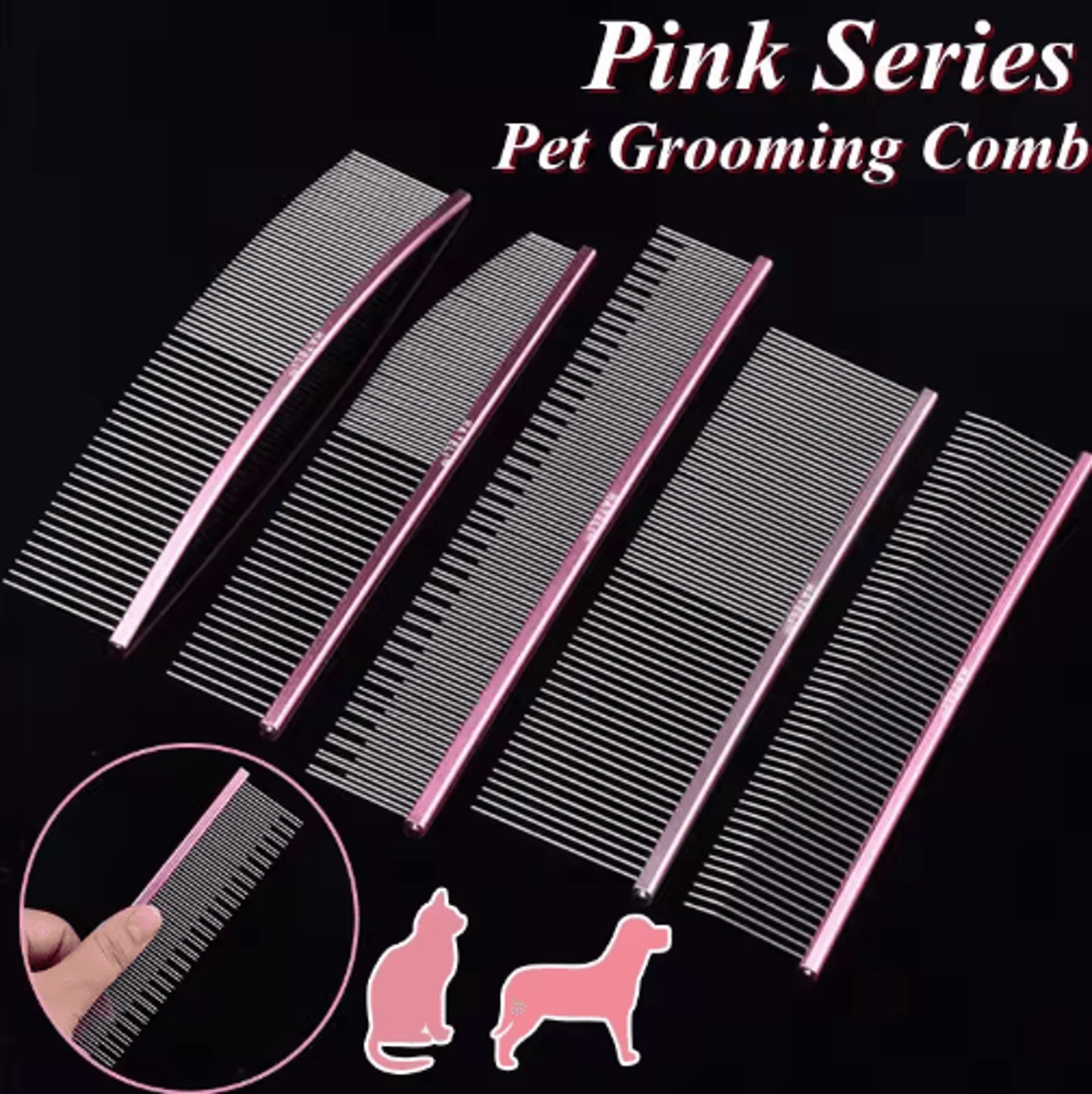 professional stainless steel pet grooming comb with dual teeth design