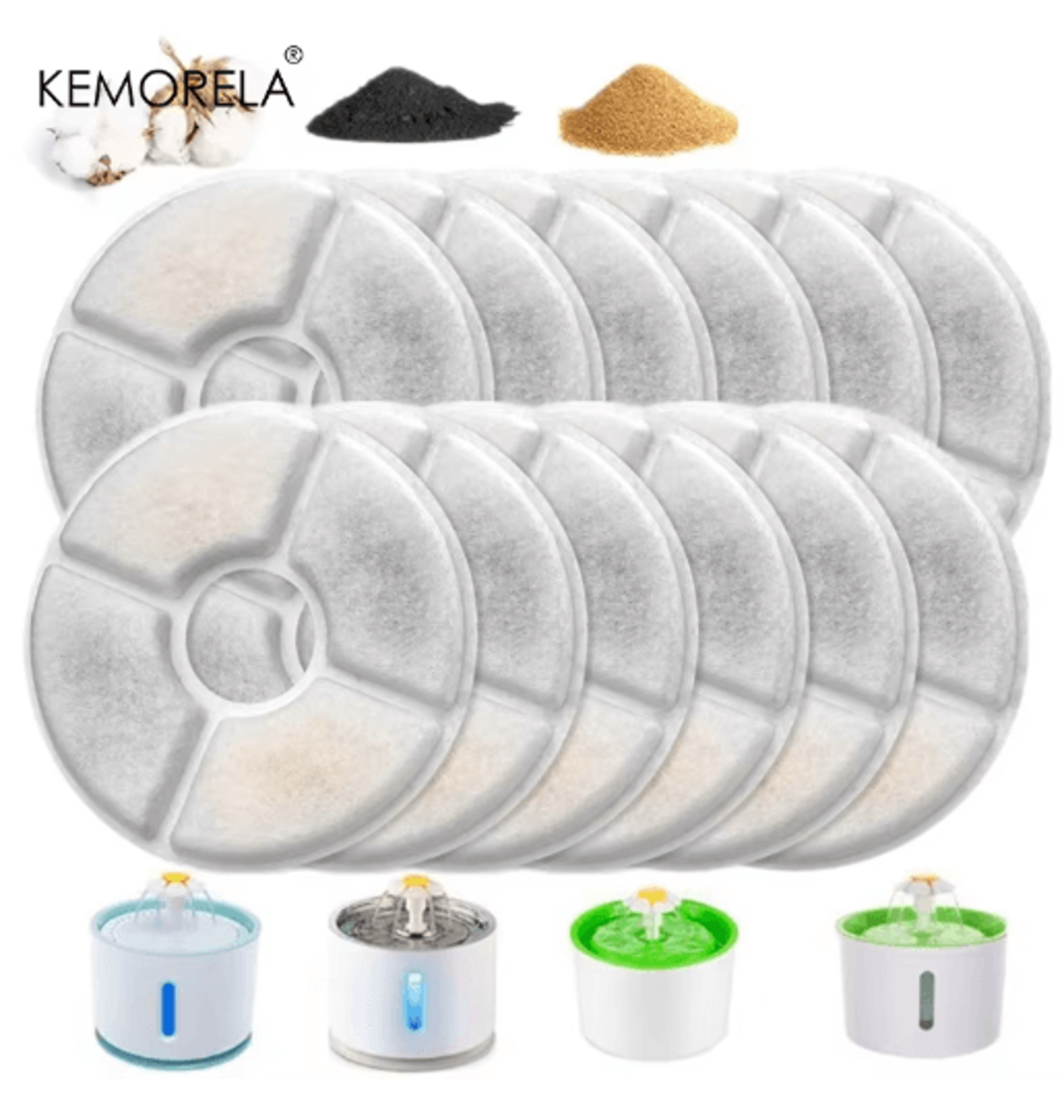 premium replacement filters & pre-filter sponges for 2.4l pet water fountain