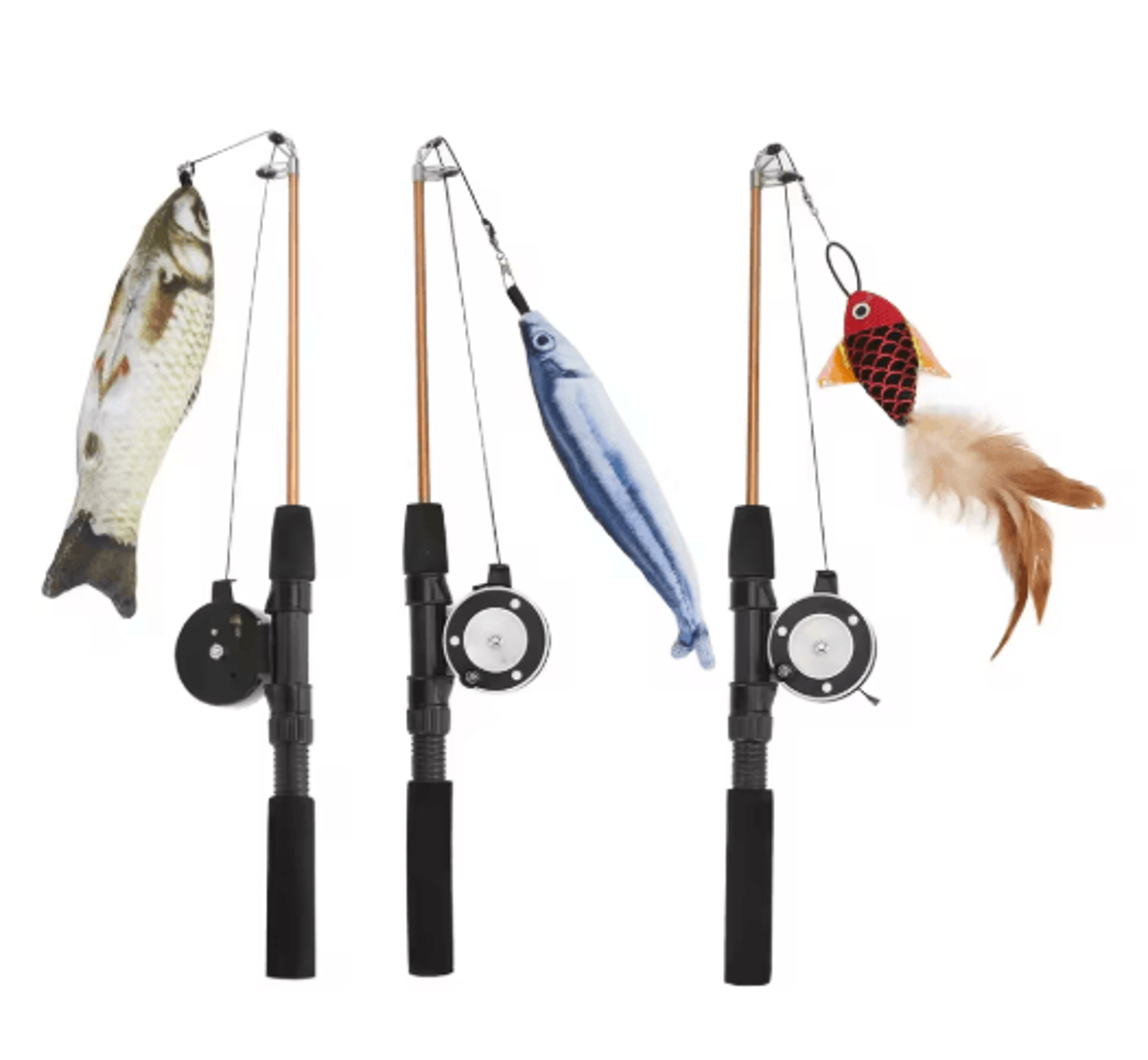 telescopic fishing rod cat teaser toy with realistic flexible lure