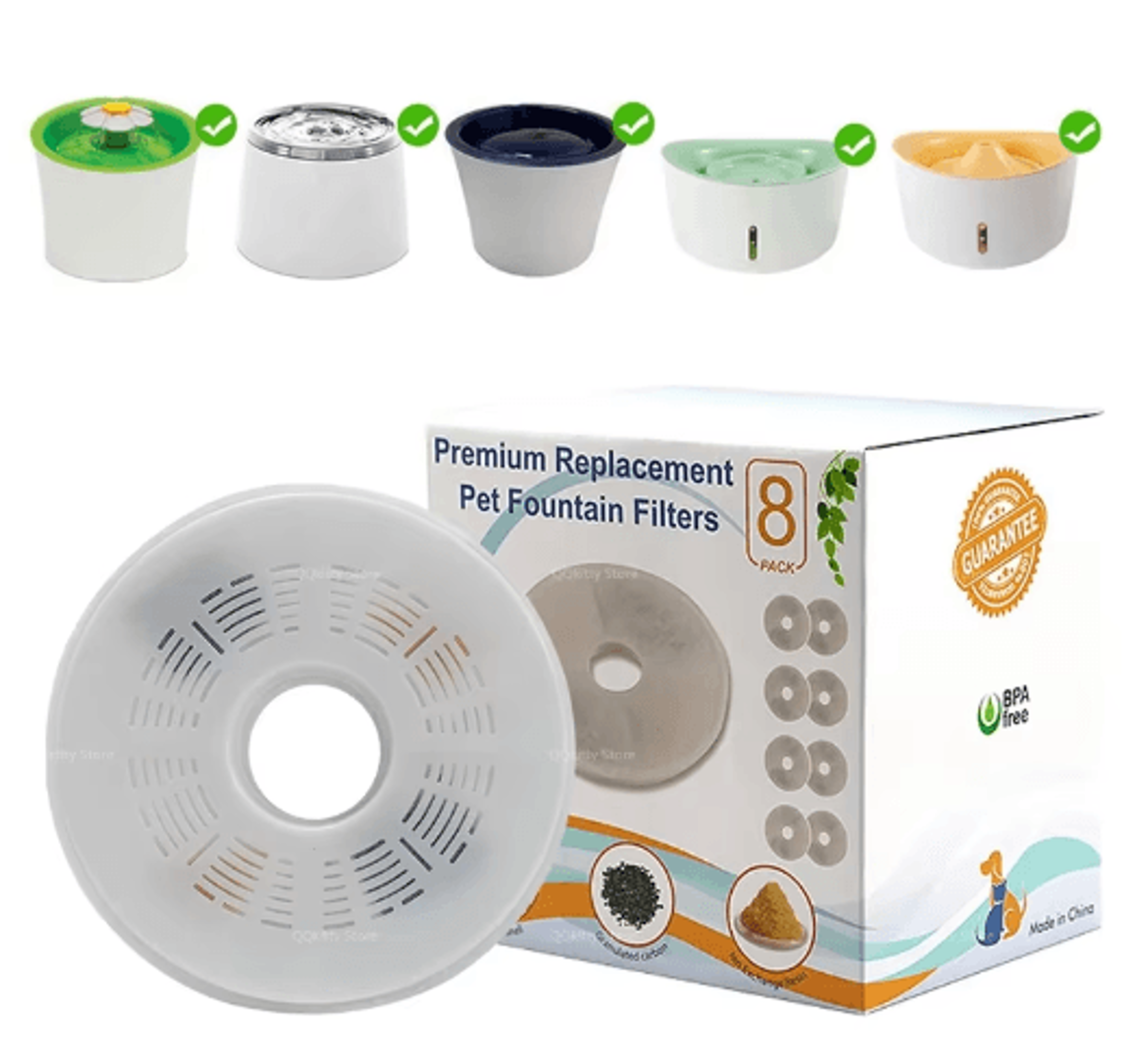 activated carbon replacement filters for catit 15cm pet water fountain – 6/8 pack