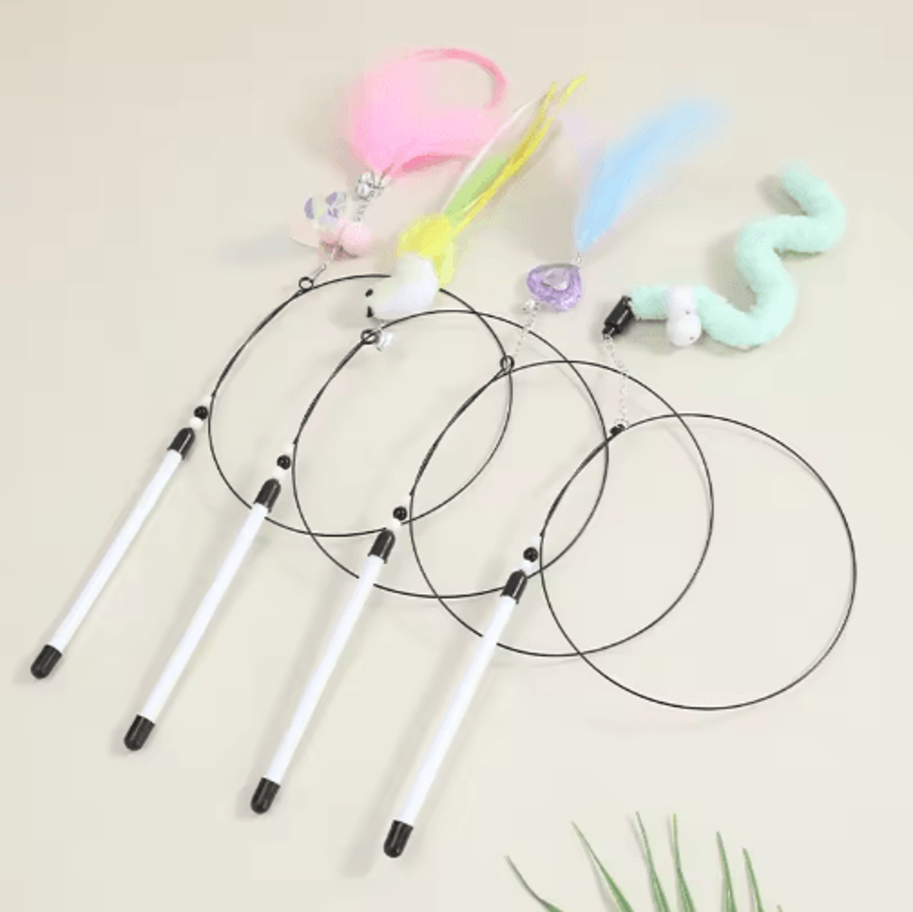 telescopic bird feather cat teaser wand with bell for interactive play