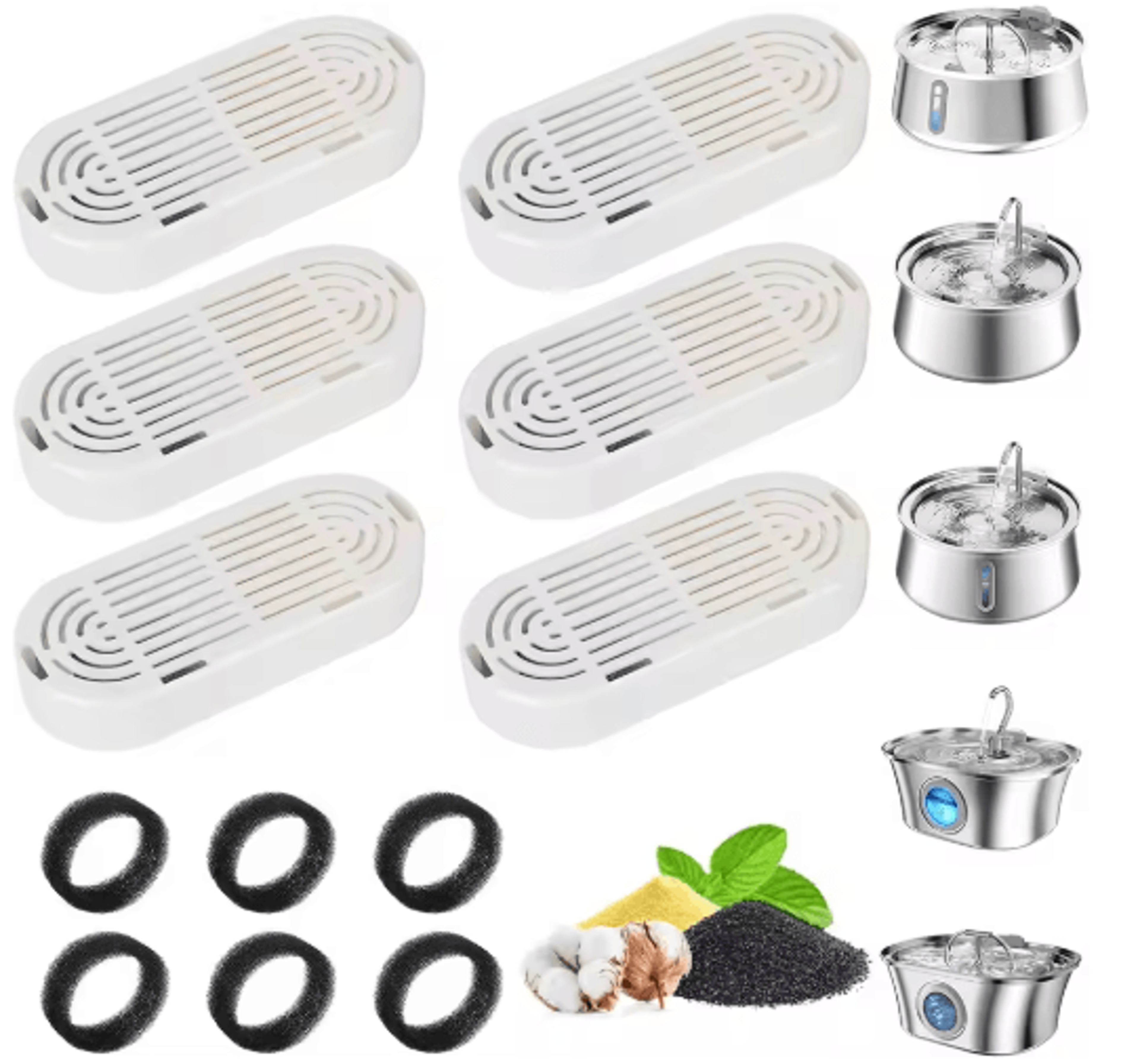 replacement water fountain filters for cats & pets – easy-clean circulating filtration system
