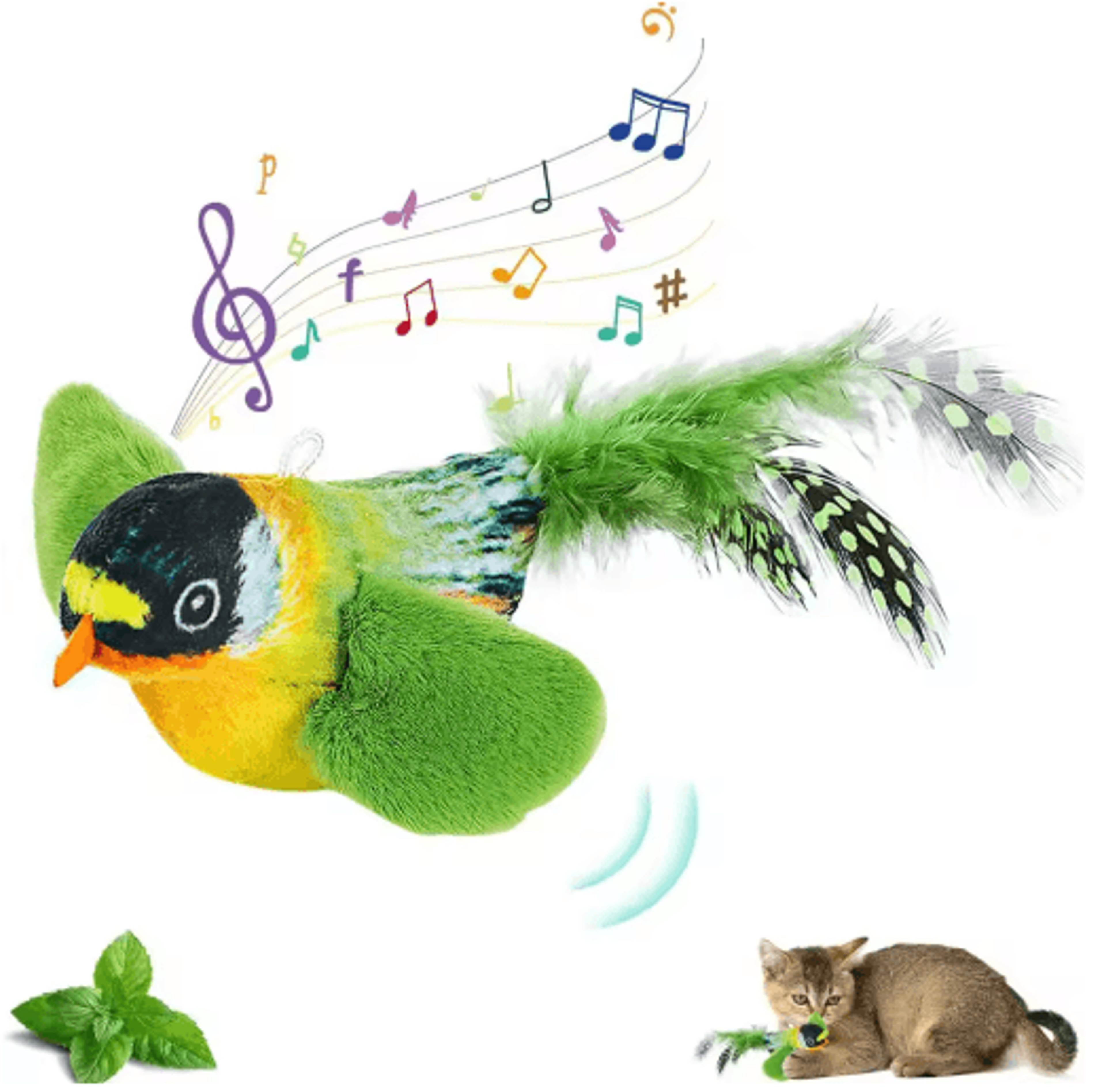 realistic chirping bird cat toy with catnip for interactive indoor play