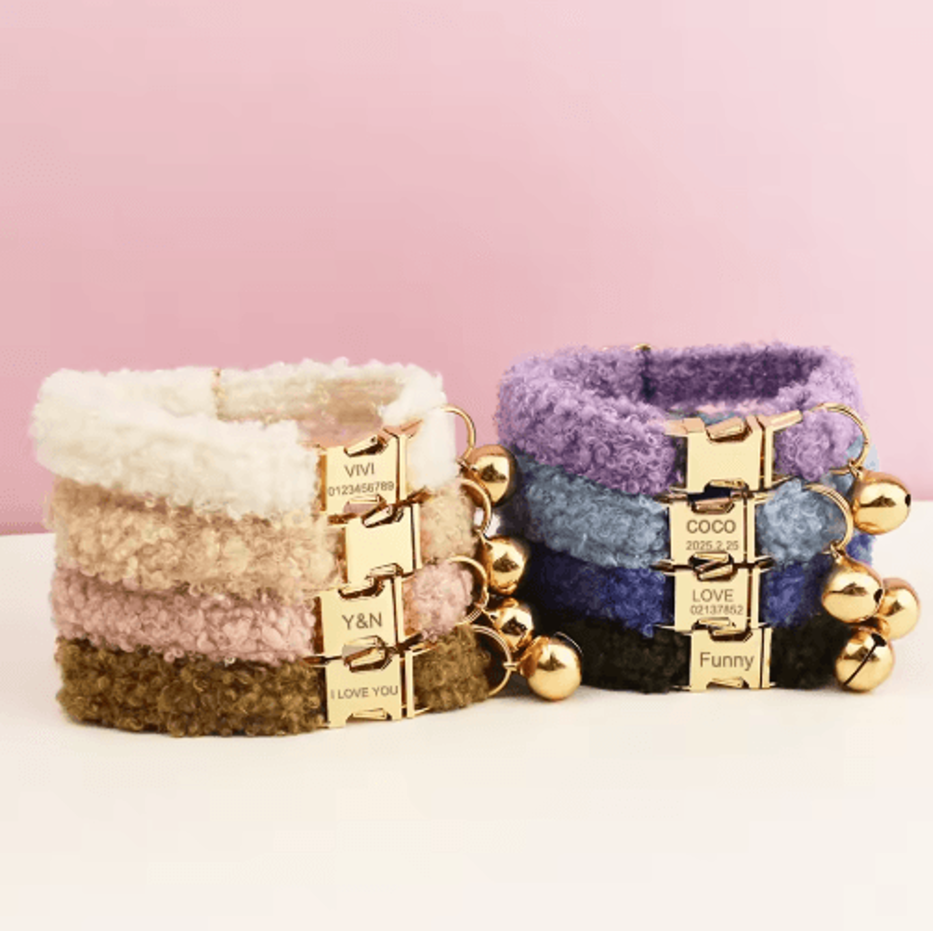 personalized teddy cat collar with engraved name plate, bell & bow tie