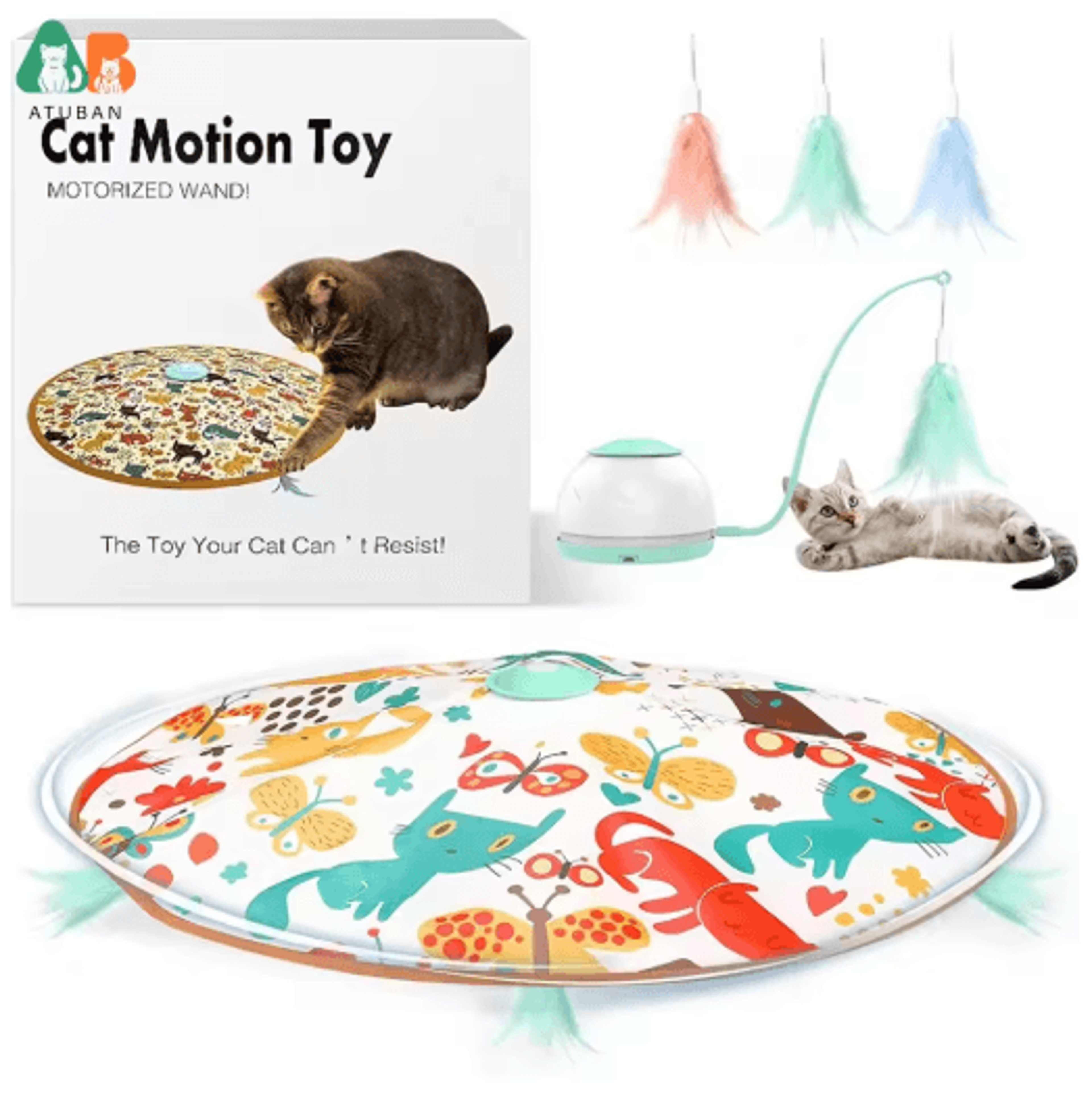 automatic interactive cat wand toy – motion-activated feather exercise toy