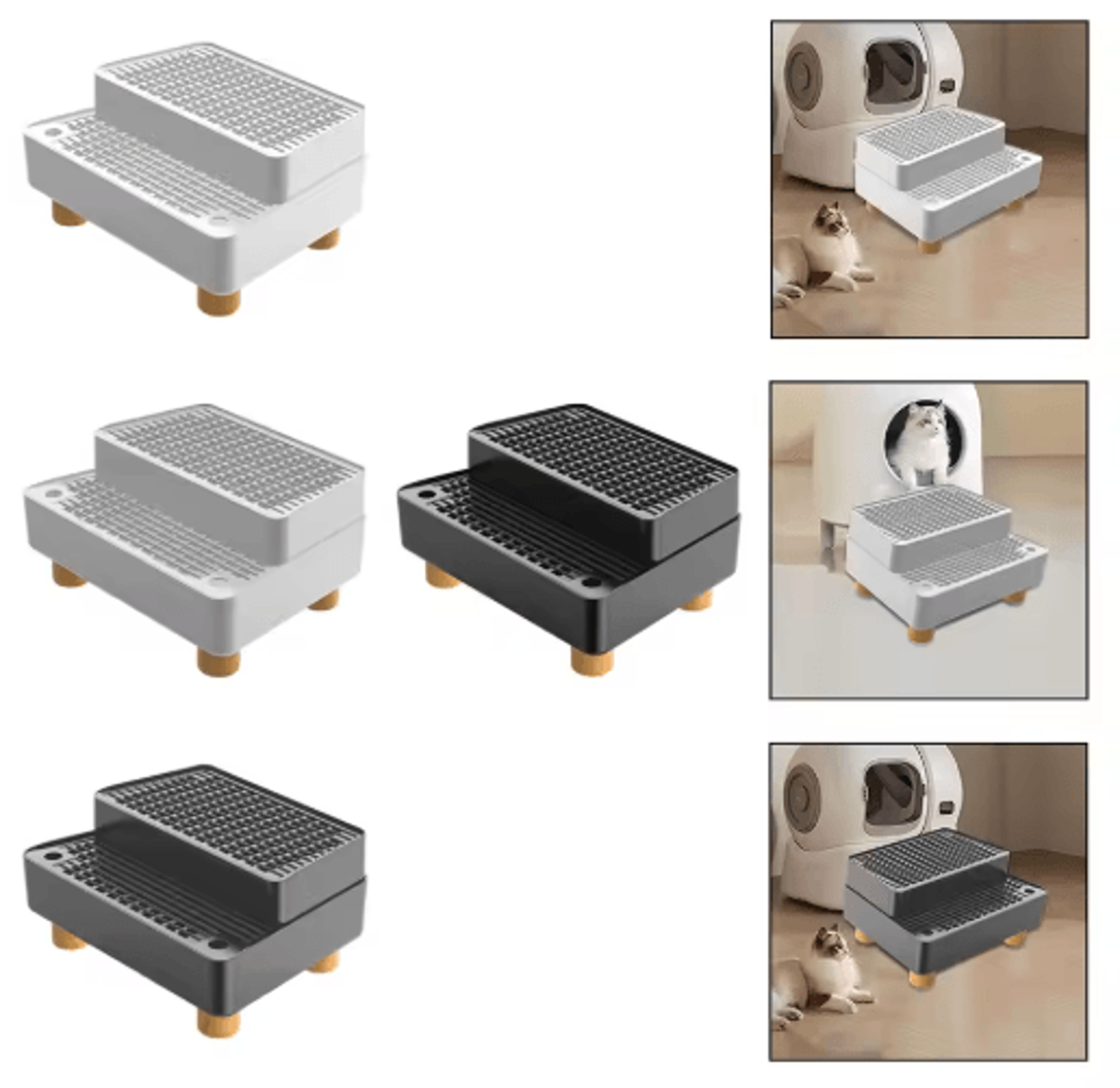 cat litter mat step ramp – double-layer leakproof paw cleaning footboard