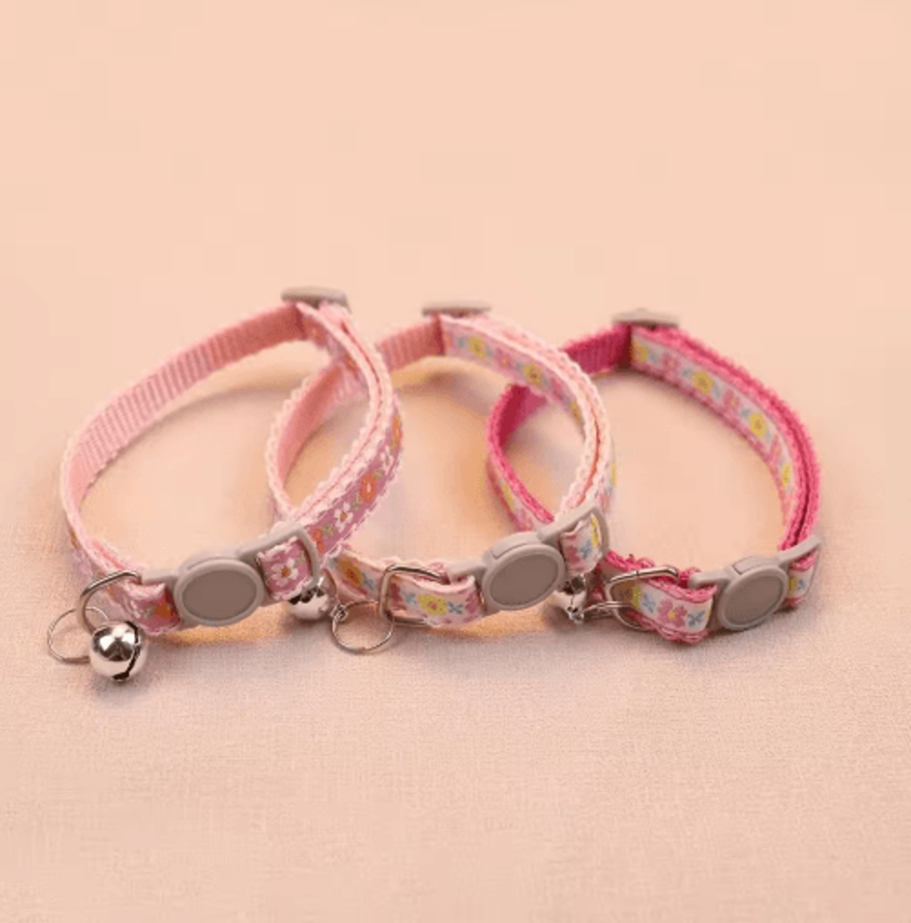 floral embroidered cat collar with bell – adjustable lace pet collar