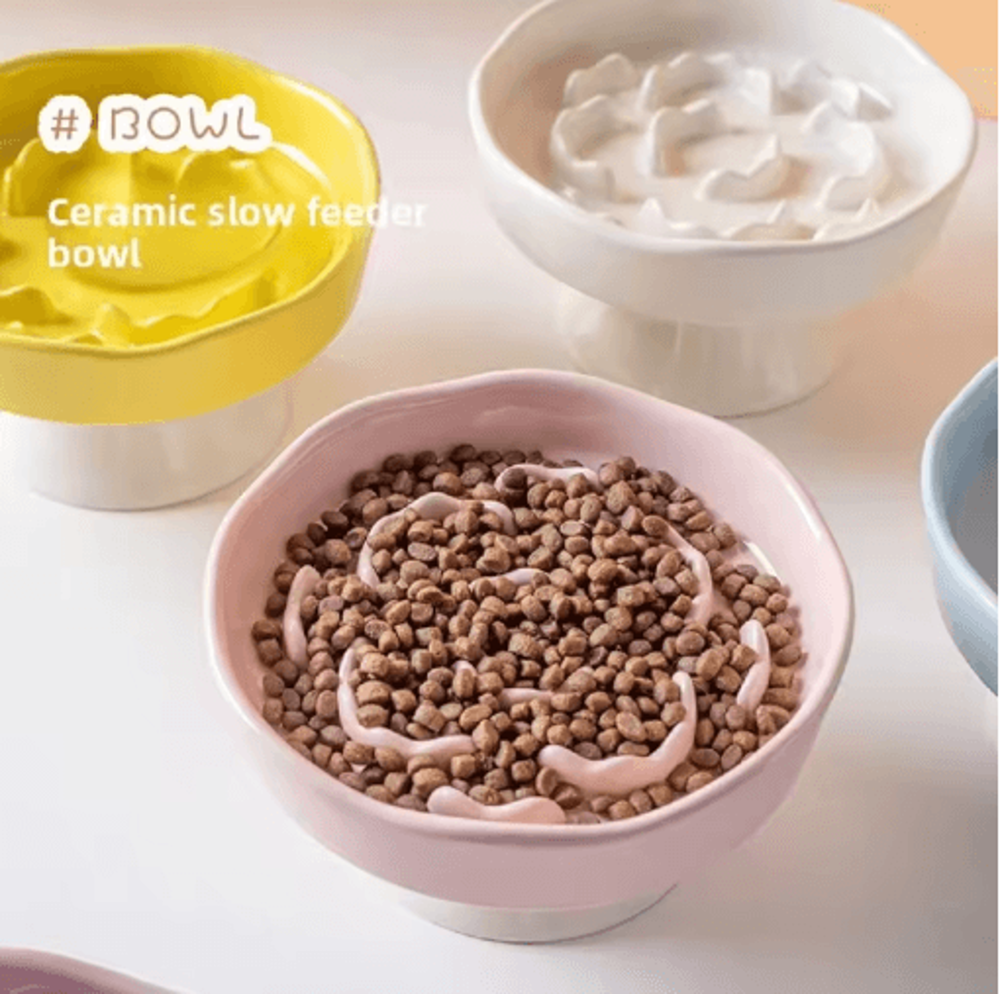 elevated ceramic slow feeder cat bowl – anti-choking neck protection feeding dish