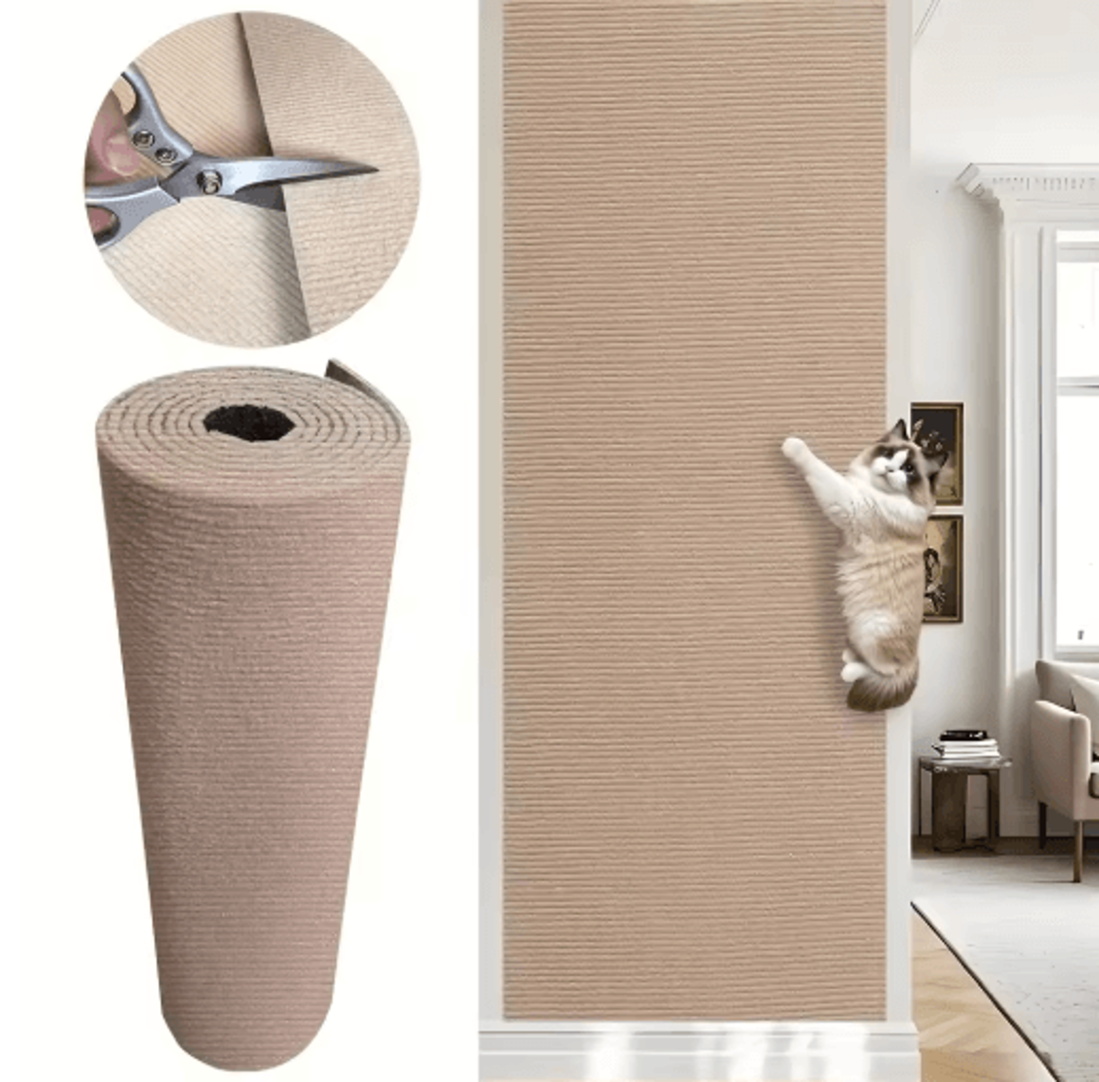 self-adhesive cat scratching mat diy trimmable furniture & climbing post protector