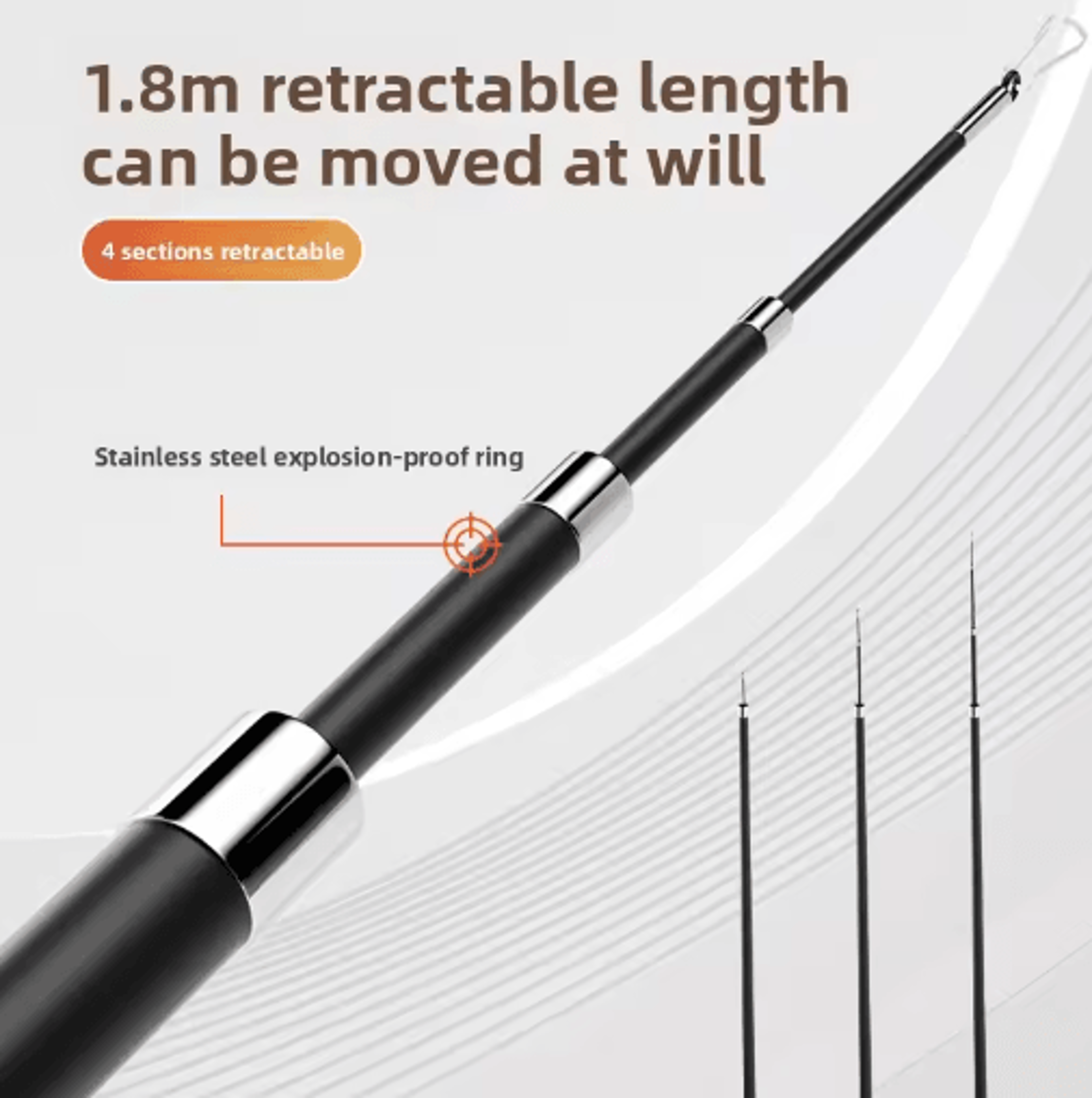 1.8m extendable cat teaser wand – retractable feather toy with bells